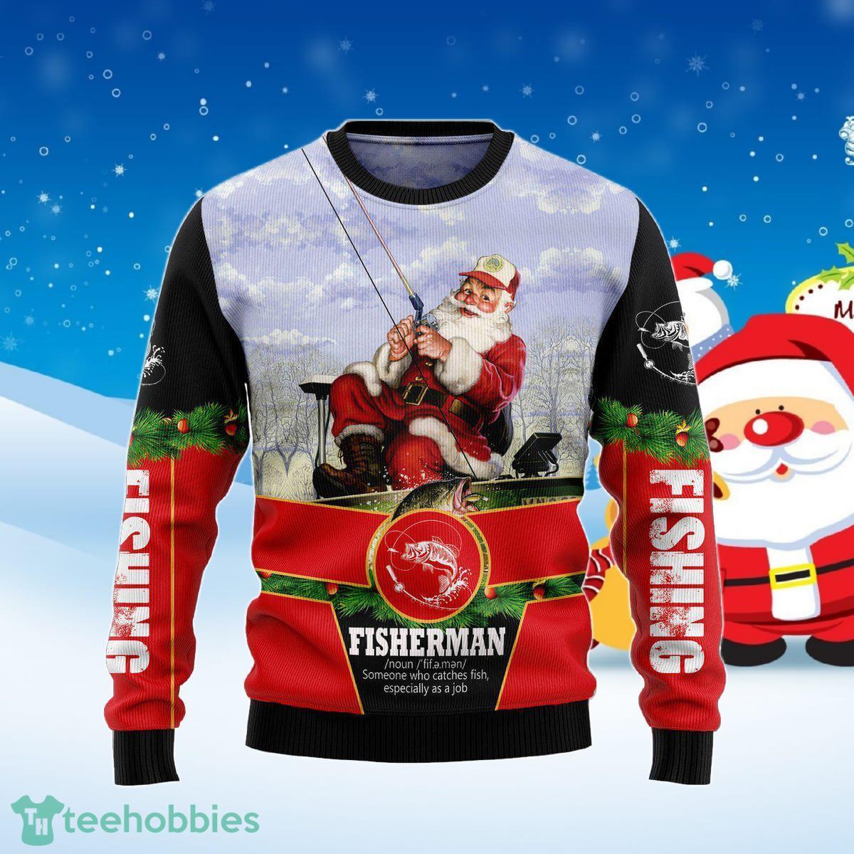 Santa Fisherman Christmas Sweater Unique Gift Product Photo 1