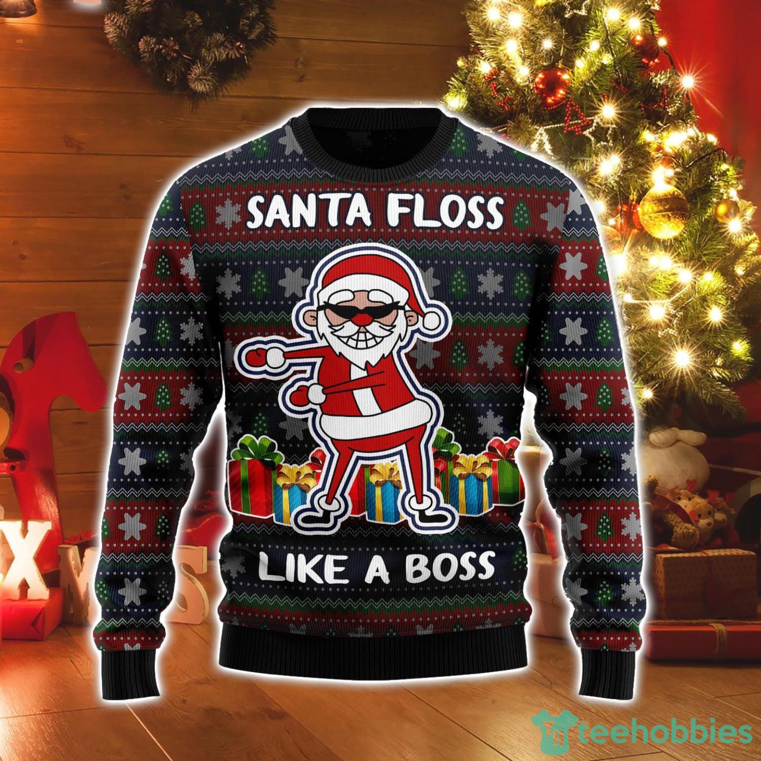 Santa FlossLike A Boss Ugly Christmas Sweater Product Photo 1