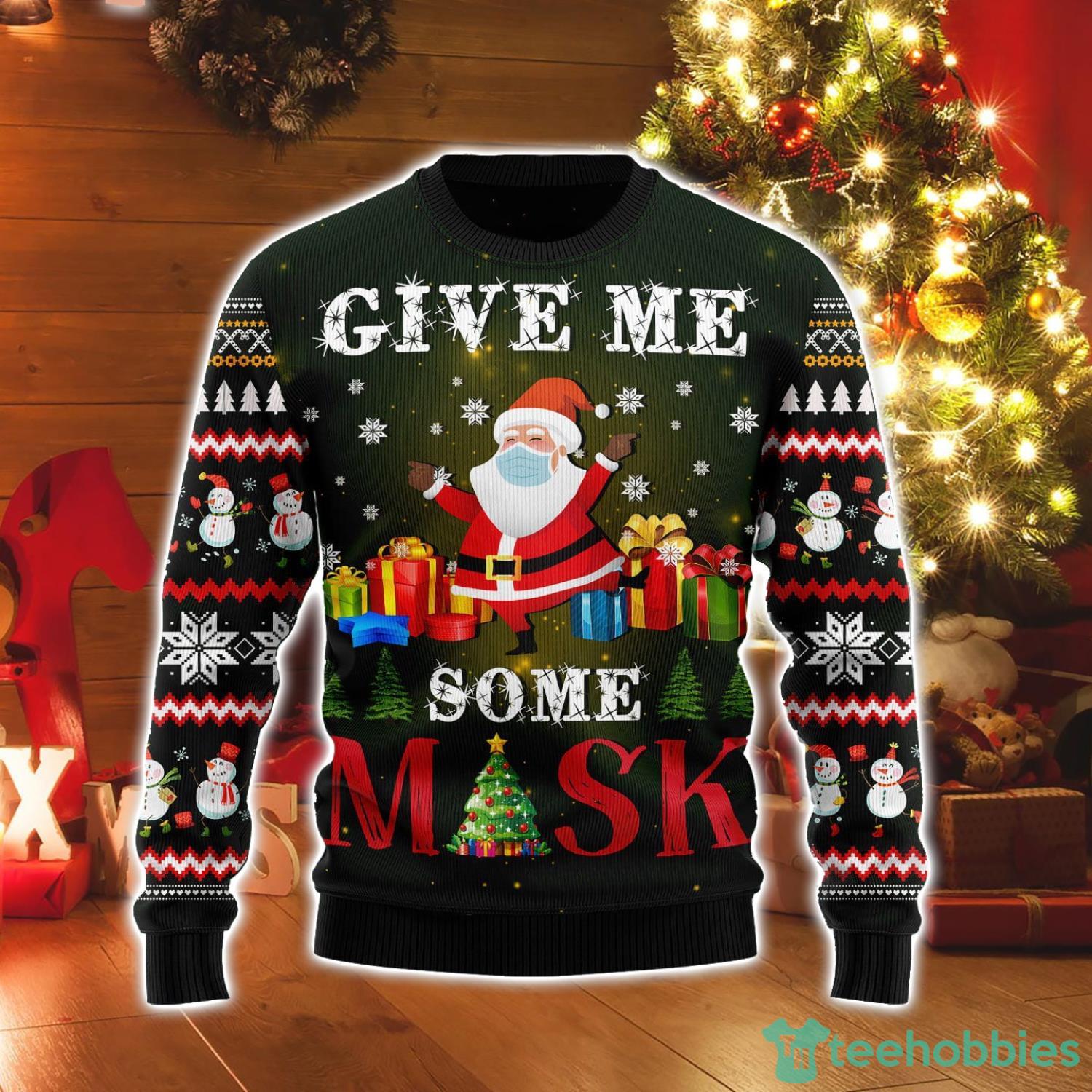 Santa Give Me Some Mask Ugly Christmas Sweater Product Photo 1