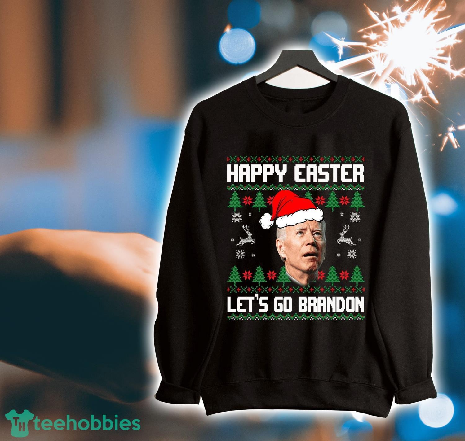 Santa Joe Biden Happy Easter Let's Go Brandon Ugly Christmas Sweater Sweatshirt Product Photo 1