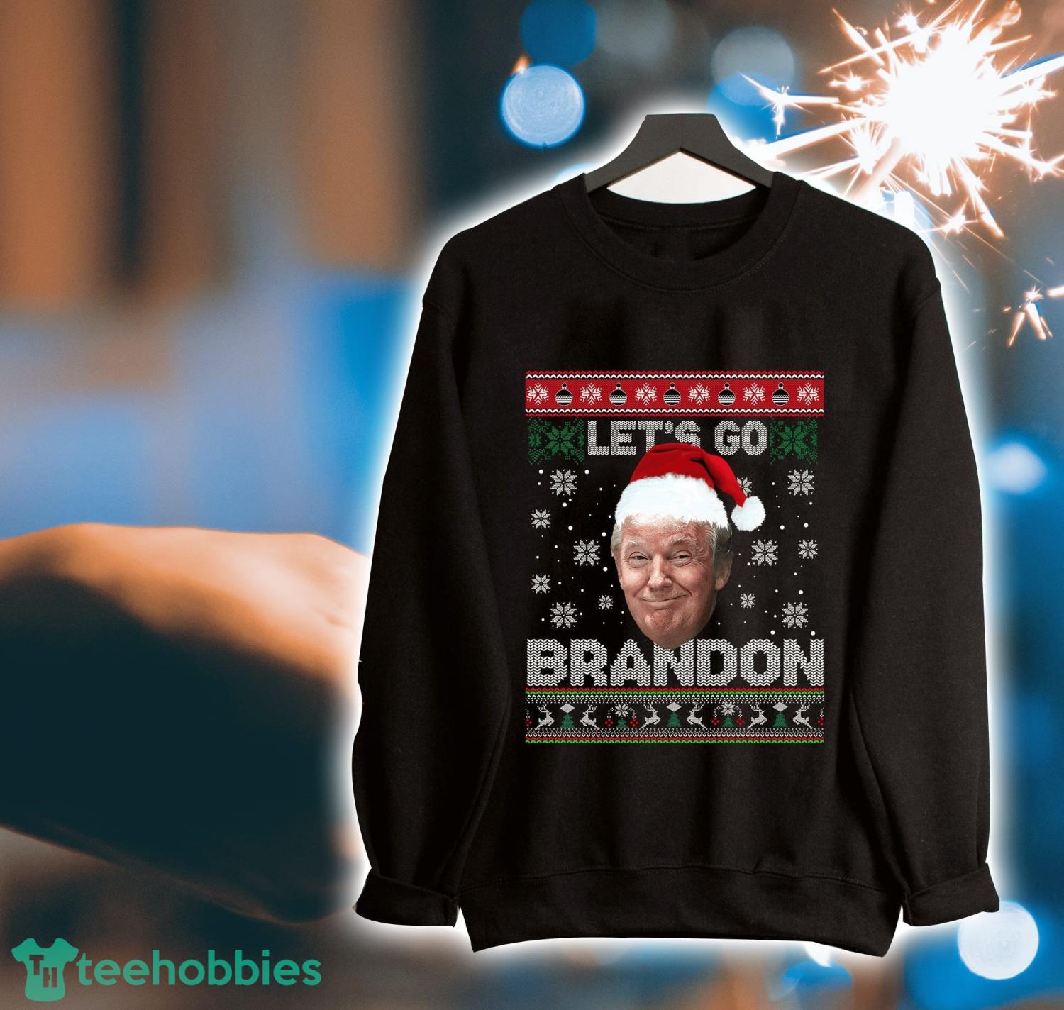 Santa Trump Christmas Ugly Sweater Sweatshirt, Lets Go Brandon Christmas Sweatshirt Product Photo 1