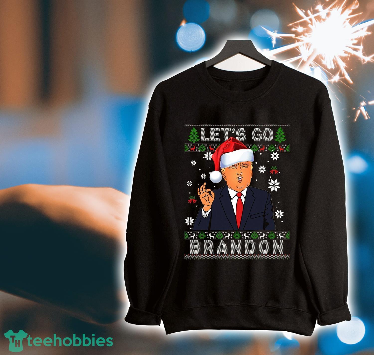 Santa Trump Christmas Ugly Sweater Sweatshirt, Trump Let's Go Brandon Ugly Christmas Shirt Product Photo 1