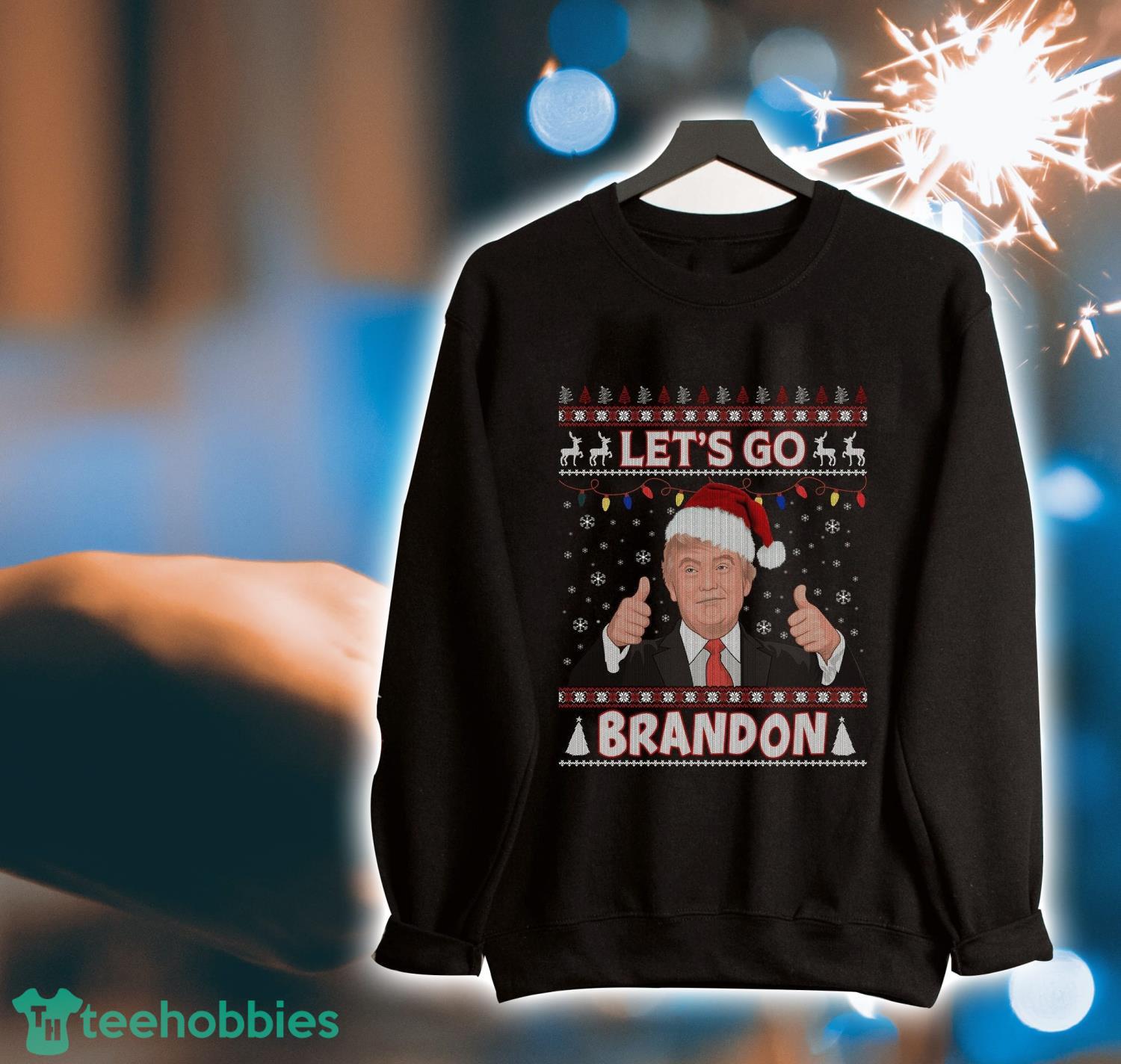 Santa Trump  Let's Go Brandon Ugly Sweatshirt Product Photo 1