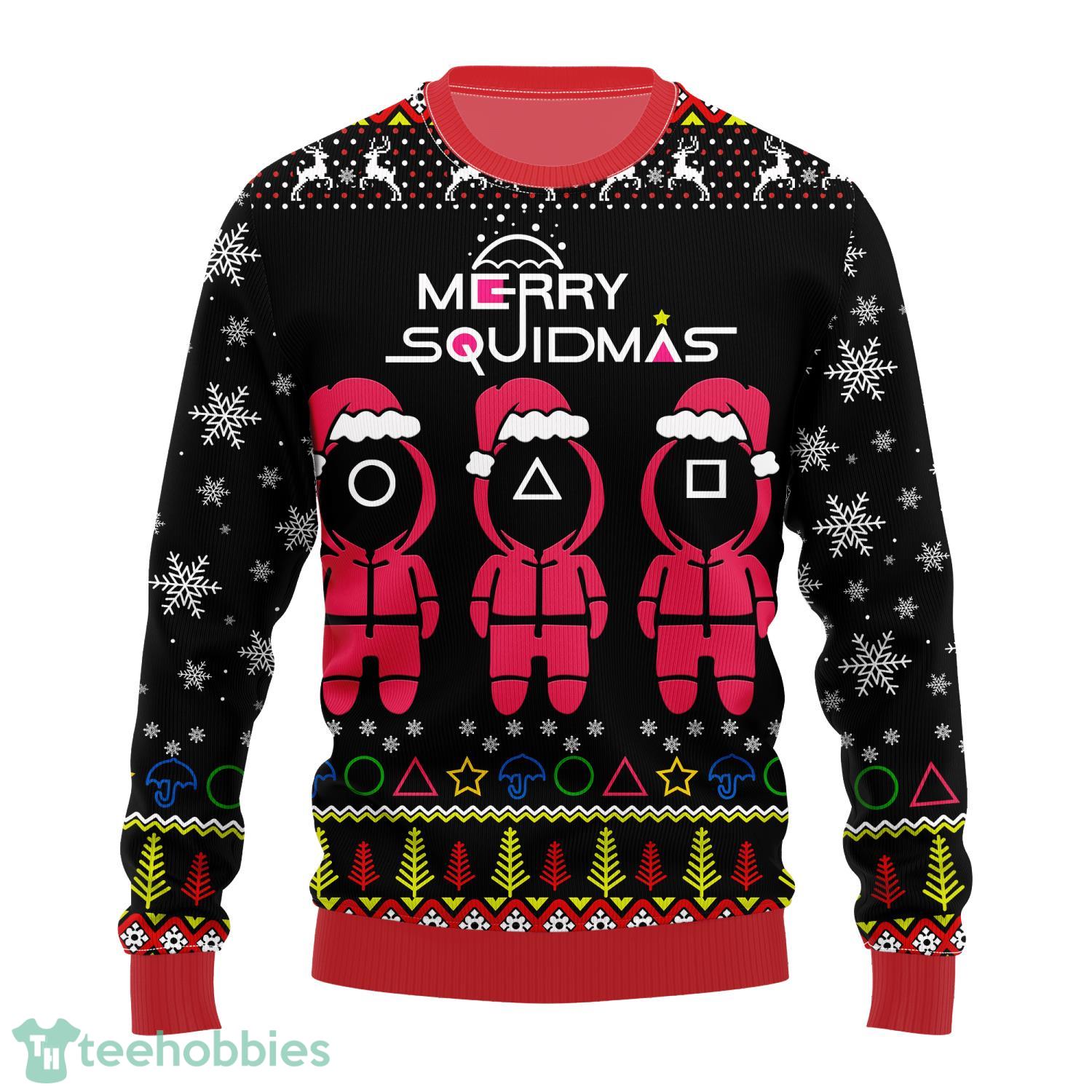 Squid Game Series Christmas Black All Over Print 3D Christmas Sweater - 1