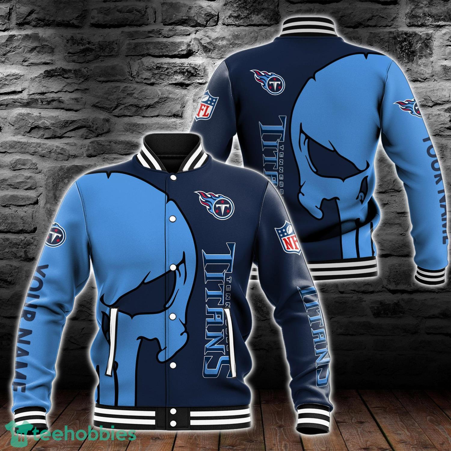 Tennessee Titans Skull Baseball Jacket For Fans 3D All Over Printed Product Photo 1