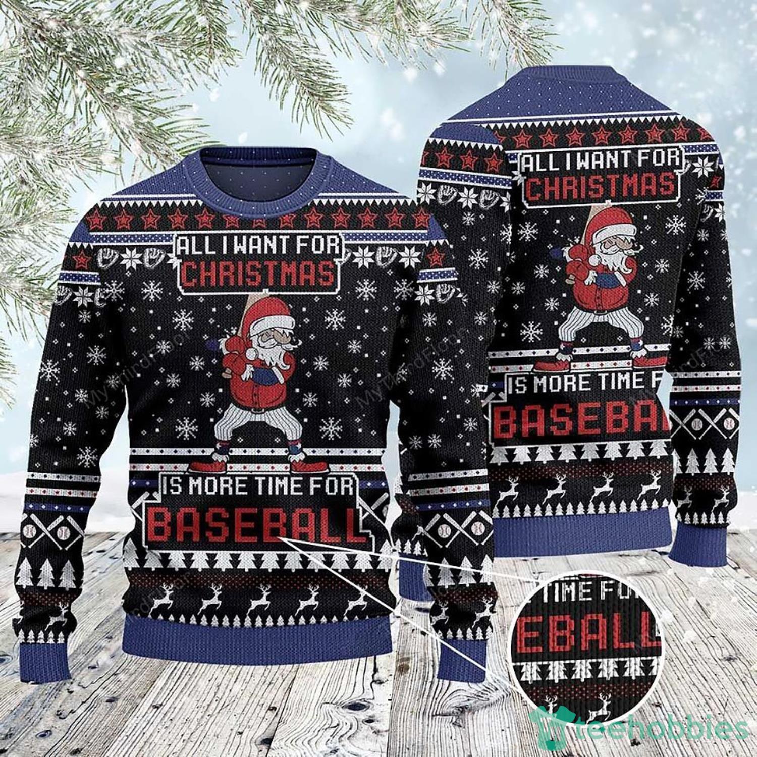 3D Santa Baseball Ugly Christmas Sweater Christmas Family Gift Product Photo 1