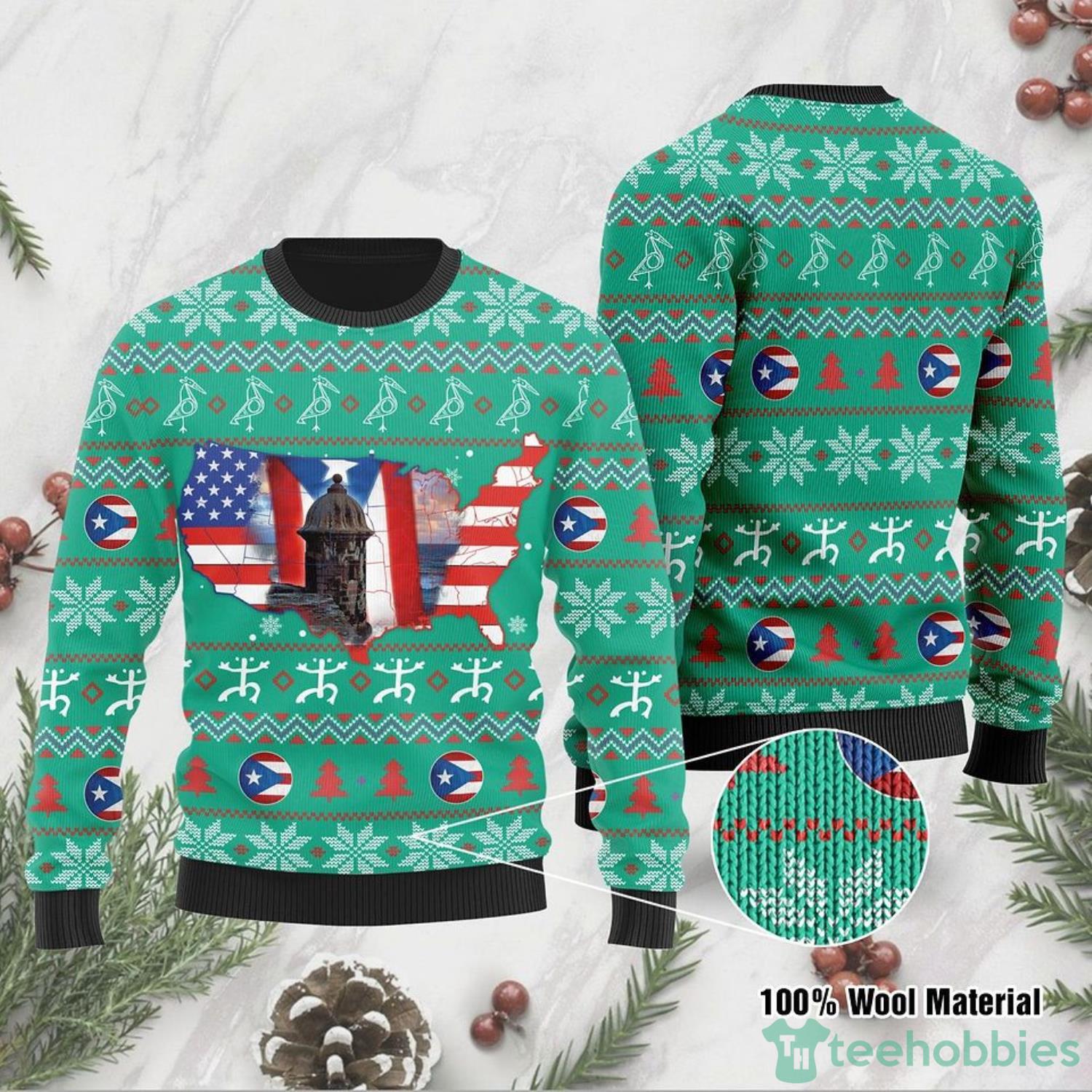 3D USA Flag Christmas Sweater Christmas Family Gift, Ugly USA Map Xmas Product Photo 1