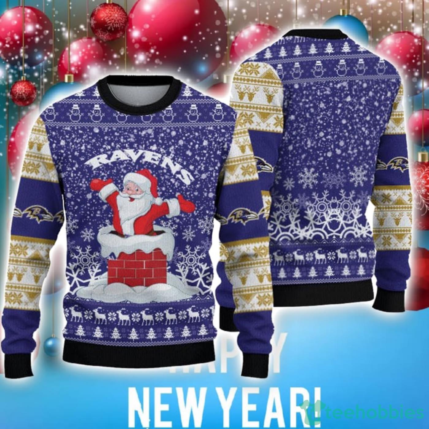 Baltimore Ravens Christmas Santa Claus Pattern Special Trend Ugly Christmas Sweater Product Photo 1