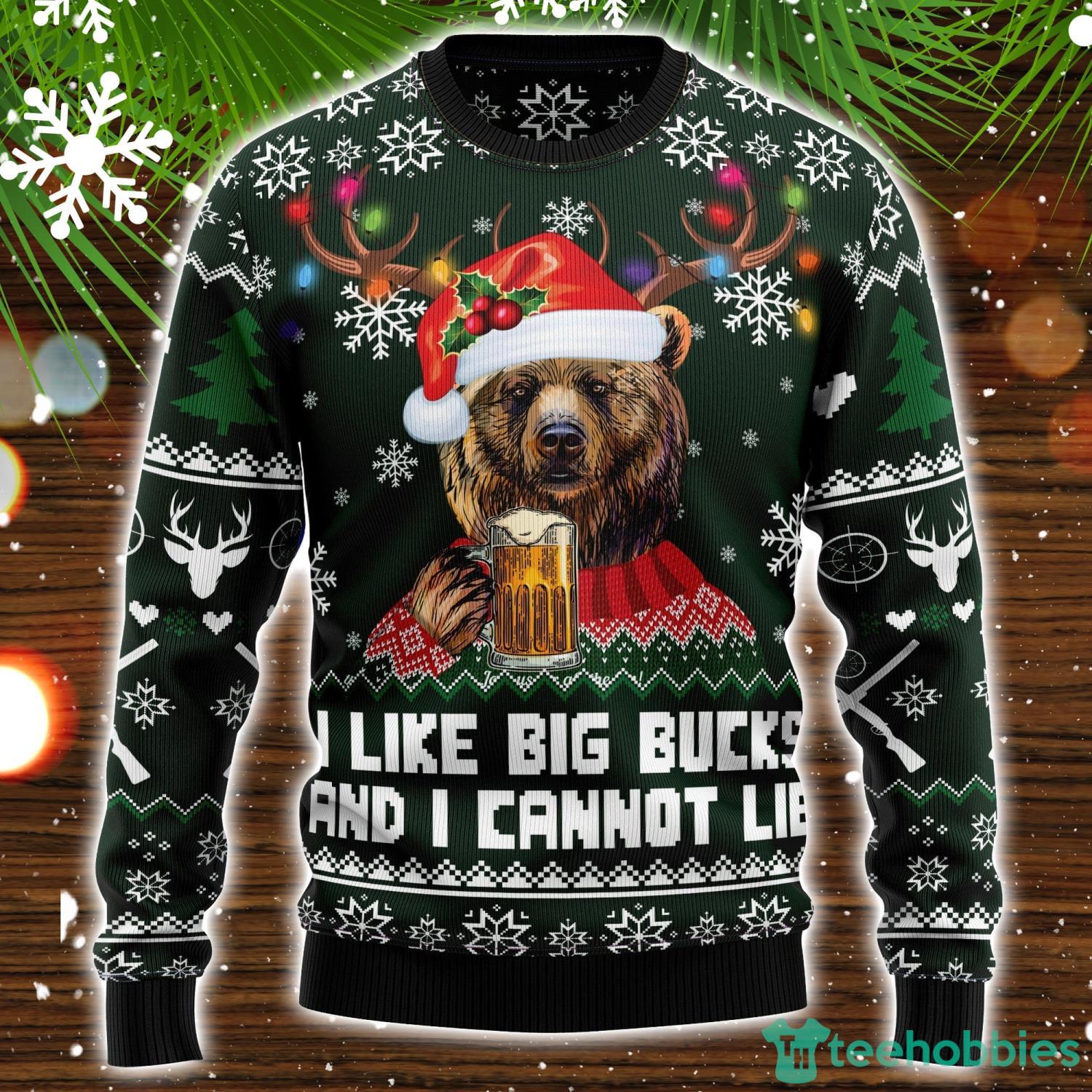Bear Hunting And Beer Ugly Christmas Sweater Christmas Holiday Gift Product Photo 1