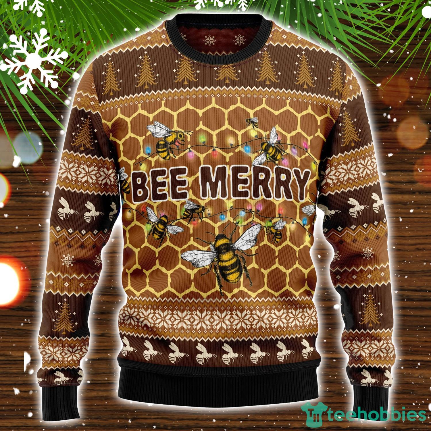 Bee Merry Ugly Christmas Sweater Christmas Holiday Gift Product Photo 1