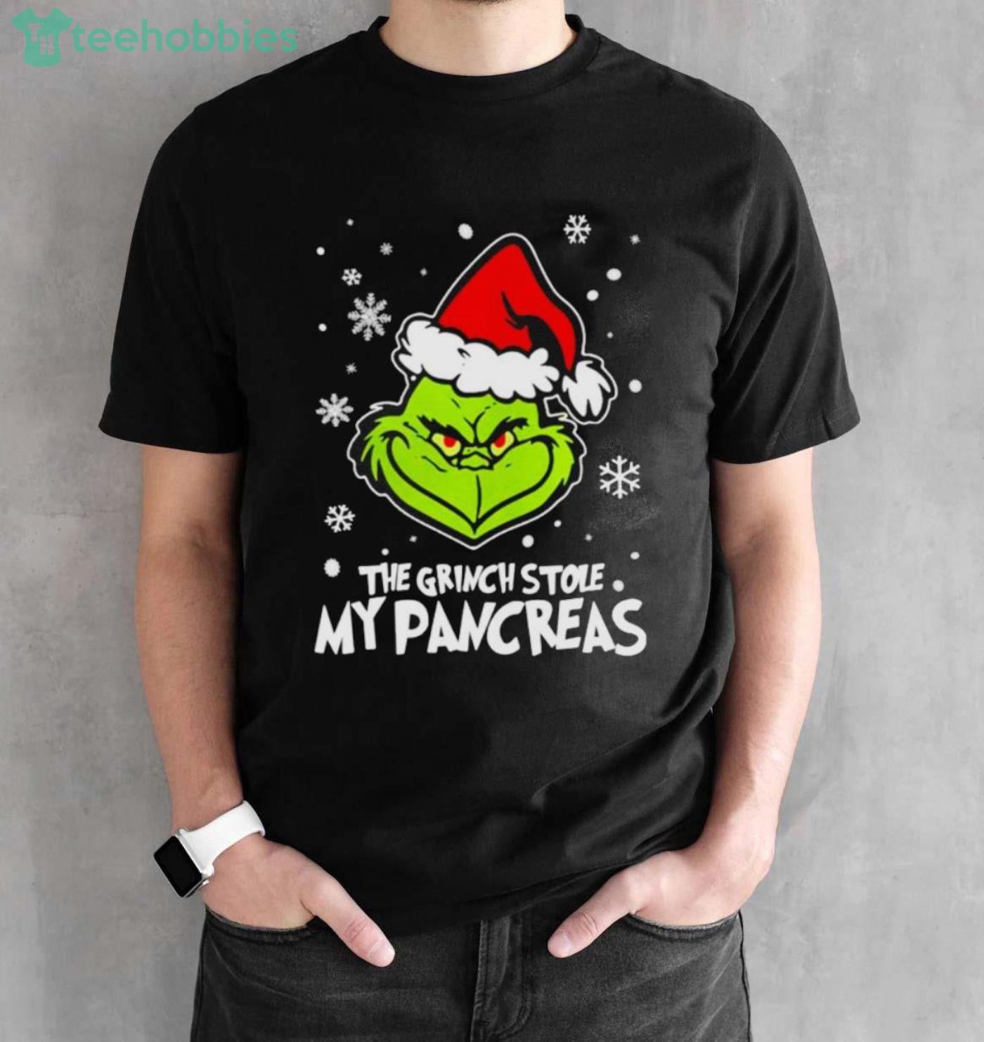 Best The Grinch Stole My Pancreas Christmas shirt - Black Unisex T-Shirt