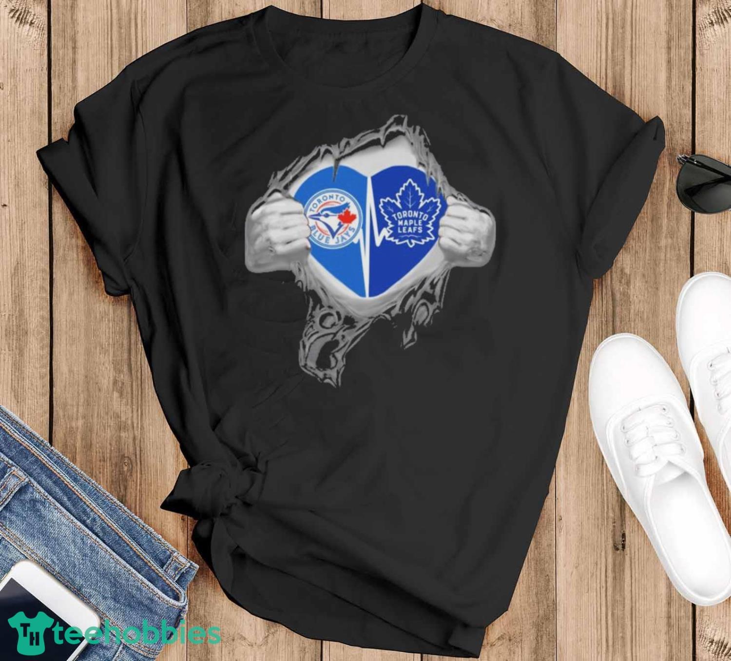Blood Inside Me Toronto Blue Jays And Toronto Maple Leafs It’s In My Heart Shirt - Black T-Shirt