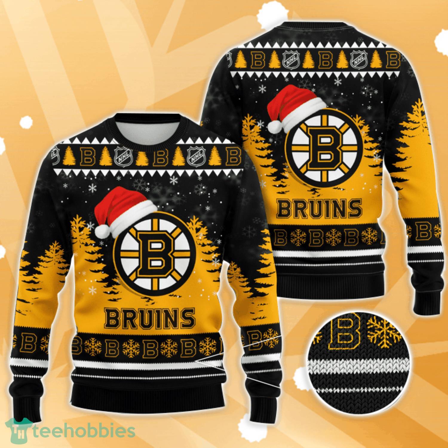 Boston Bruins Santa Hat Snowflake 3D Ugly Christmas Sweater For Fans Christmas Gift Product Photo 1