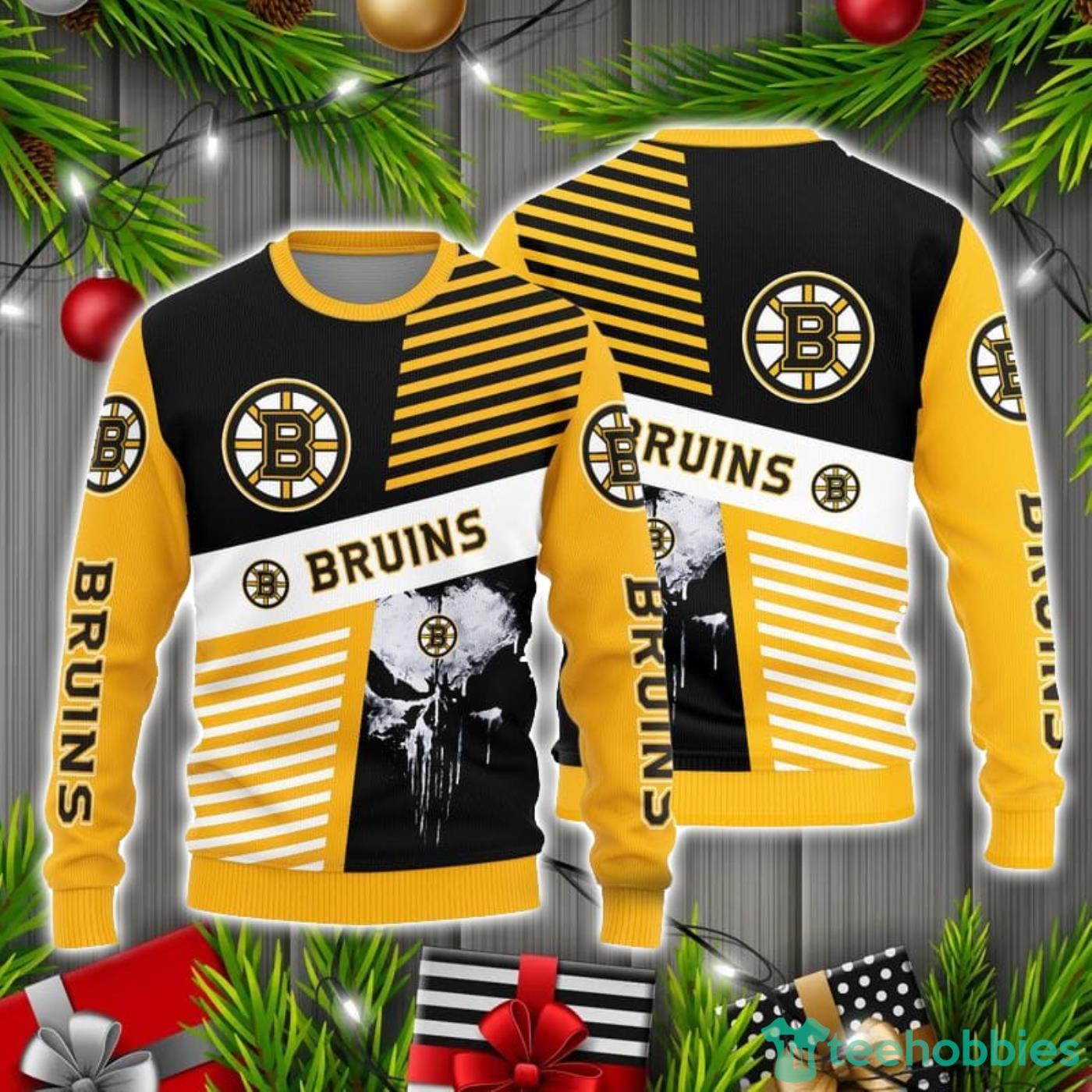 Boston Bruins Skull Pattern Limited Edition Knitted Sweater For Fans Product Photo 1
