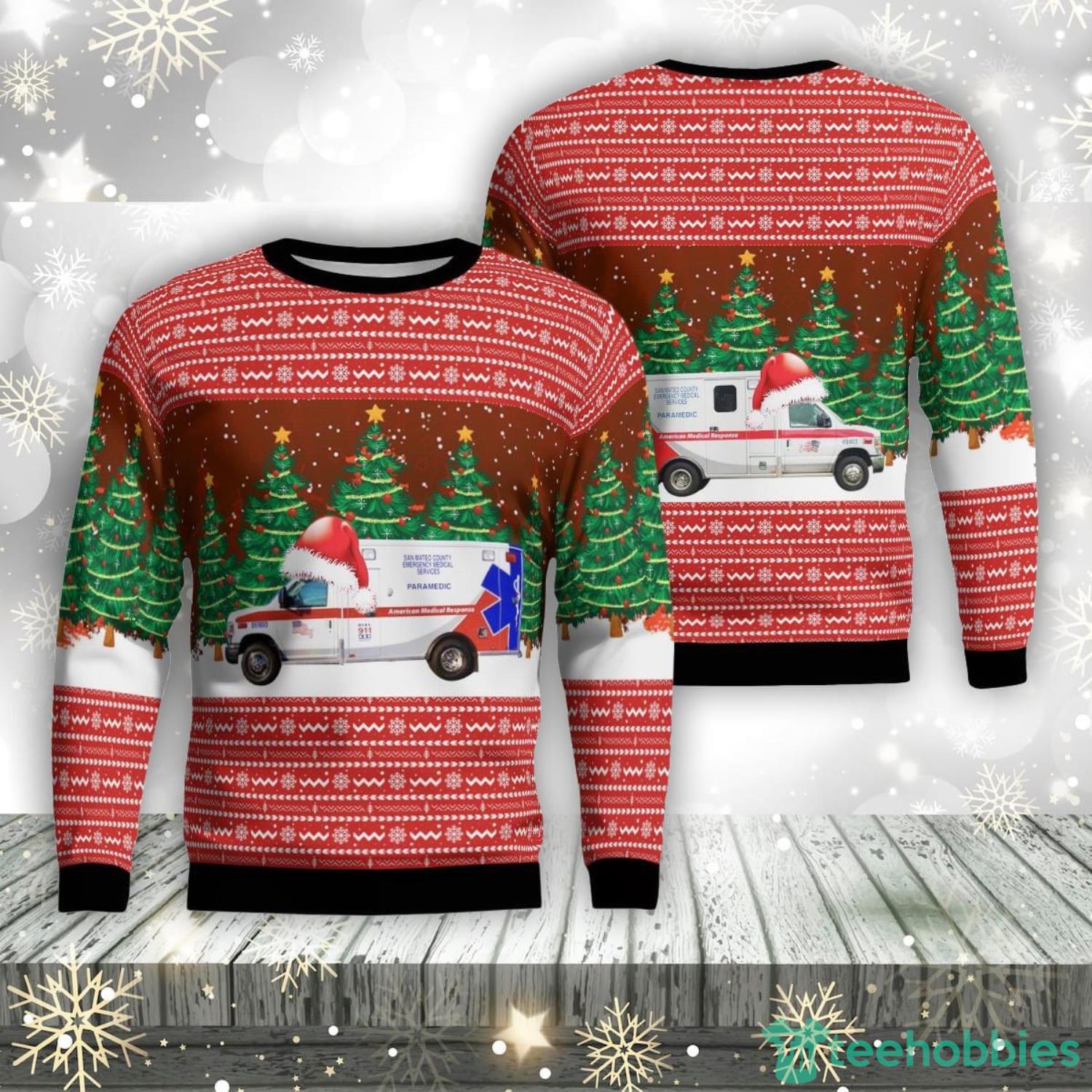 California AMR San Mateo County EMS AOP Ugly Christmas Sweater Unique Christmas Gift Product Photo 1