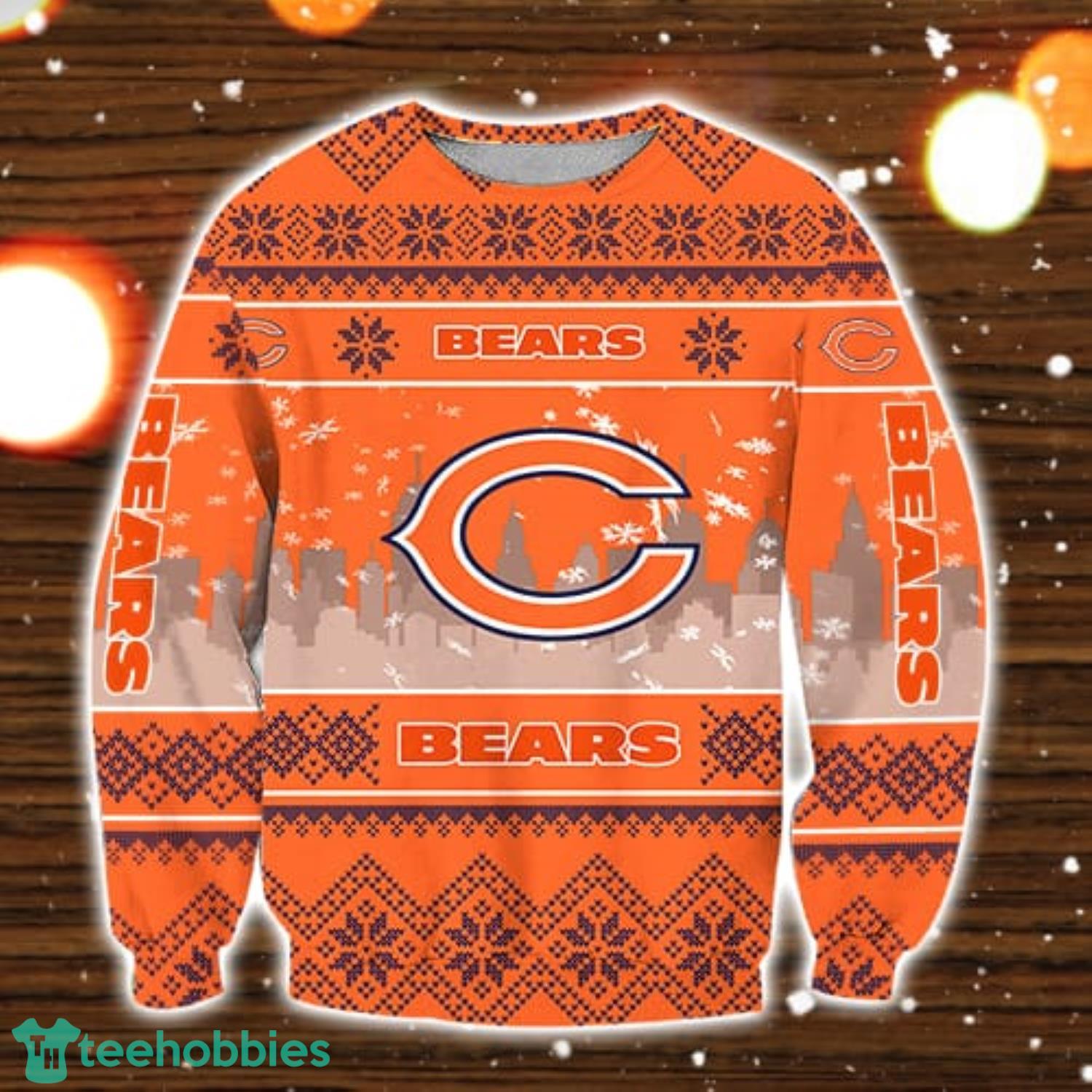 Chicago Bears City Pattern Ugly Christmas Sweater Amazing Christmas Gift Product Photo 1