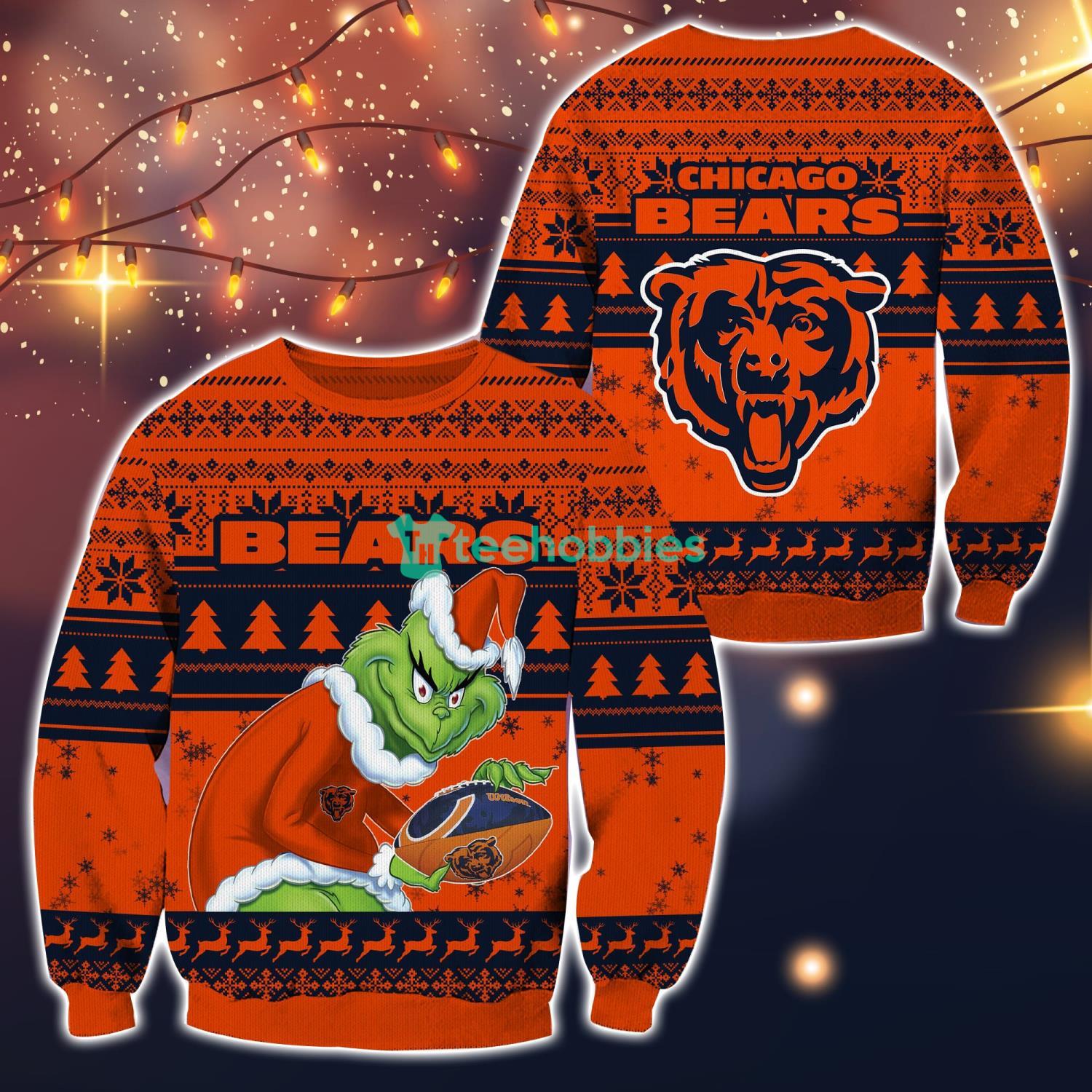 Chicago Bears Grinch Reindeer Pattern 3D Ugly Christmas Sweater Men And Women Christmas Gift Product Photo 1