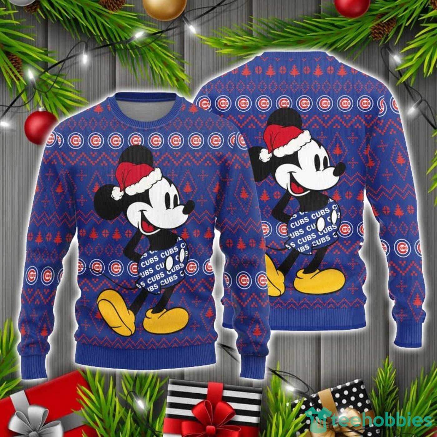 Chicago Cubs Mick Mouse Christmas Pattern Ugly Christmas Sweater QBr Product Photo 1