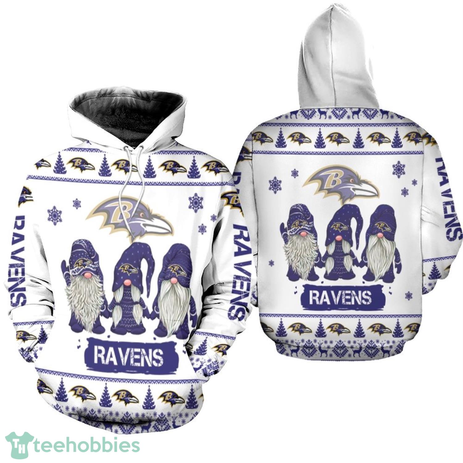 Christmas Gnomes Baltimore Ravens Christmas Pattern Christmas Gift 3D Hoodie Product Photo 1