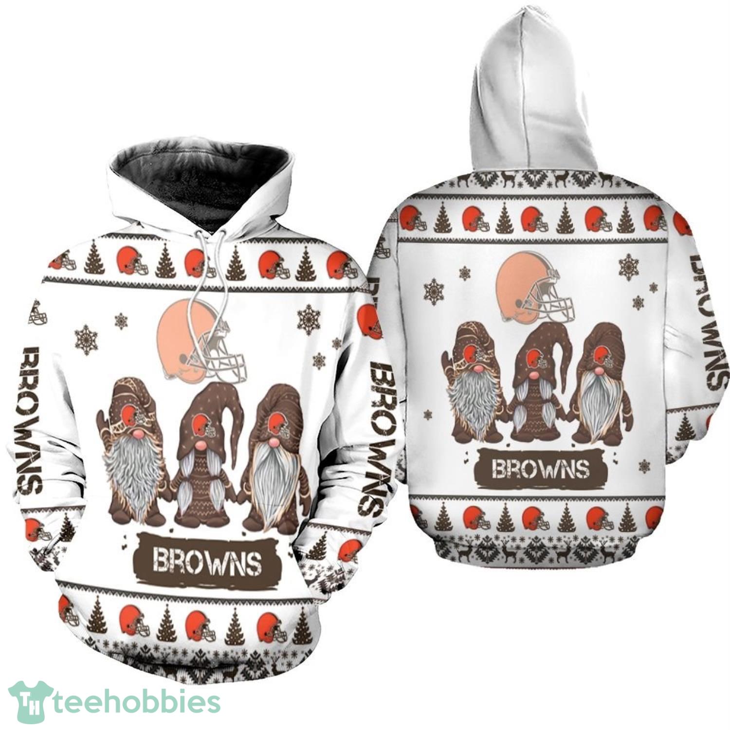 Christmas Gnomes Cleveland Browns Christmas Pattern Christmas Gift 3D Hoodie Product Photo 1