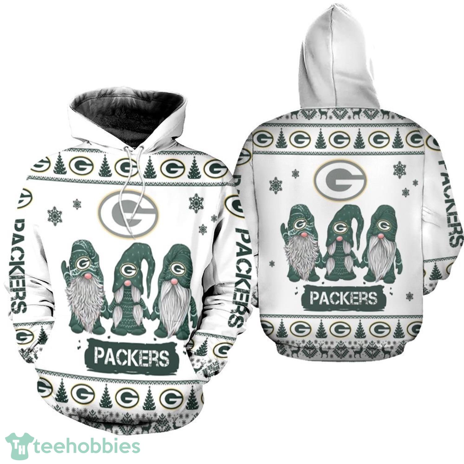 Christmas Gnomes Green Bay Packers Christmas Pattern Christmas Gift 3D Hoodie Product Photo 1