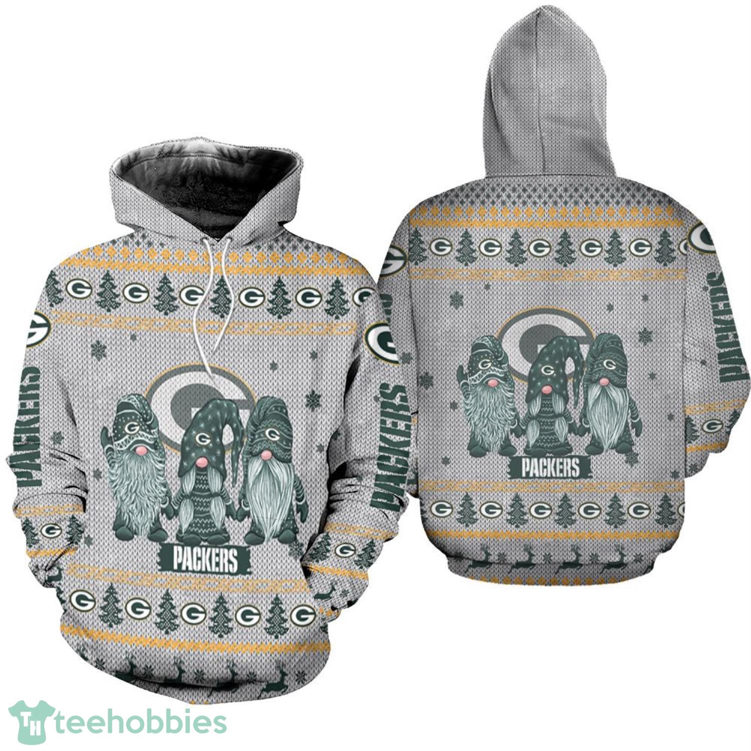 Christmas Gnomes Green Bay Packers Ugly Christmas 3D Hoodie Product Photo 1