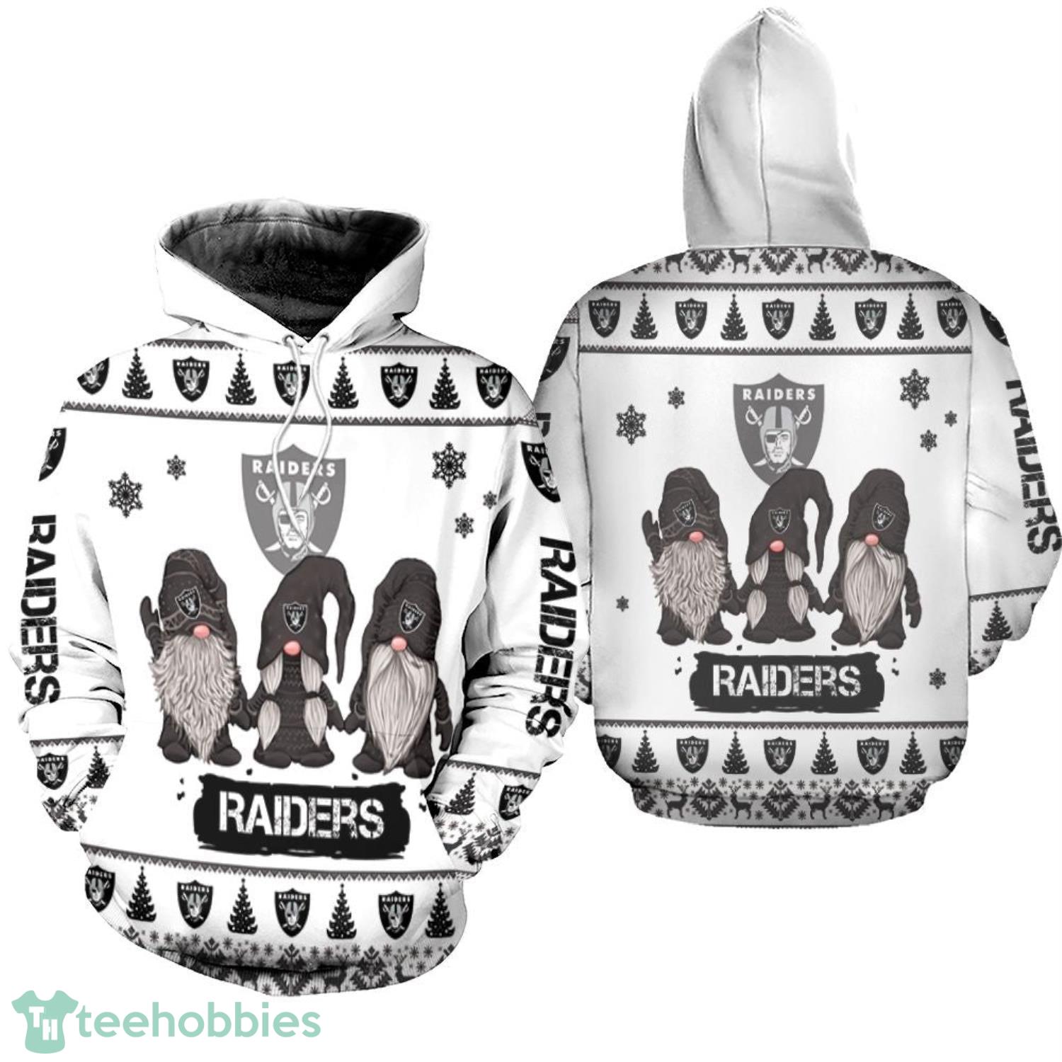 Christmas Gnomes Oakland Raiders Christmas Pattern Christmas Gift 3D Hoodie Product Photo 1