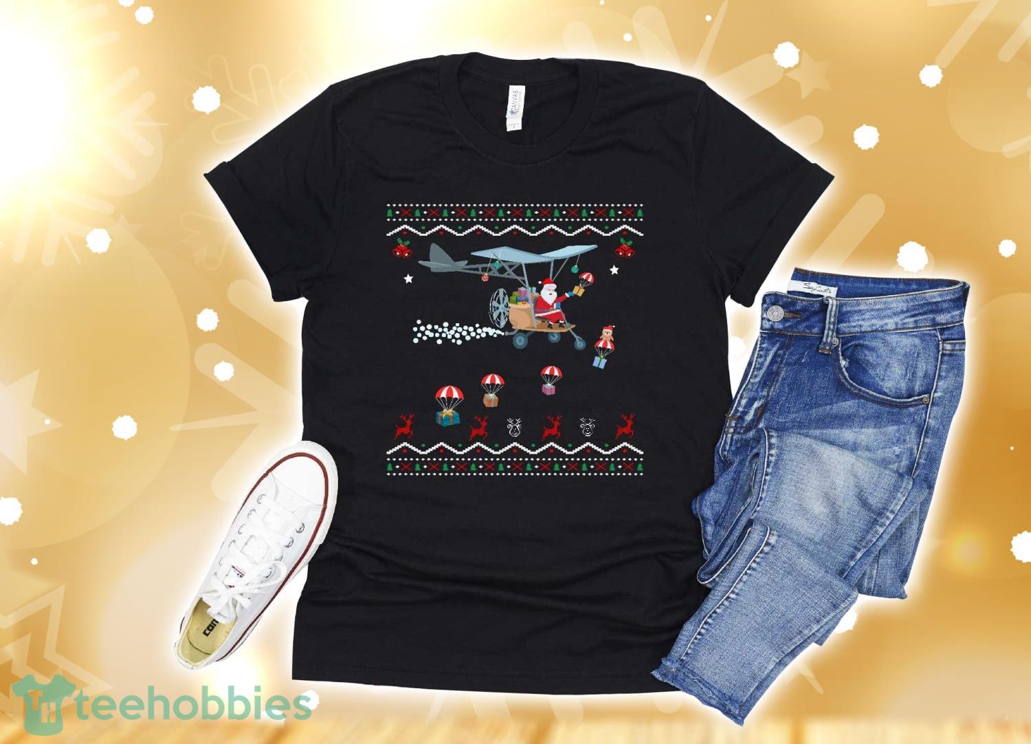 Christmas Santa Claus Pilot Flying Airplane Gift T-Shirt Christmas Gift Product Photo 1