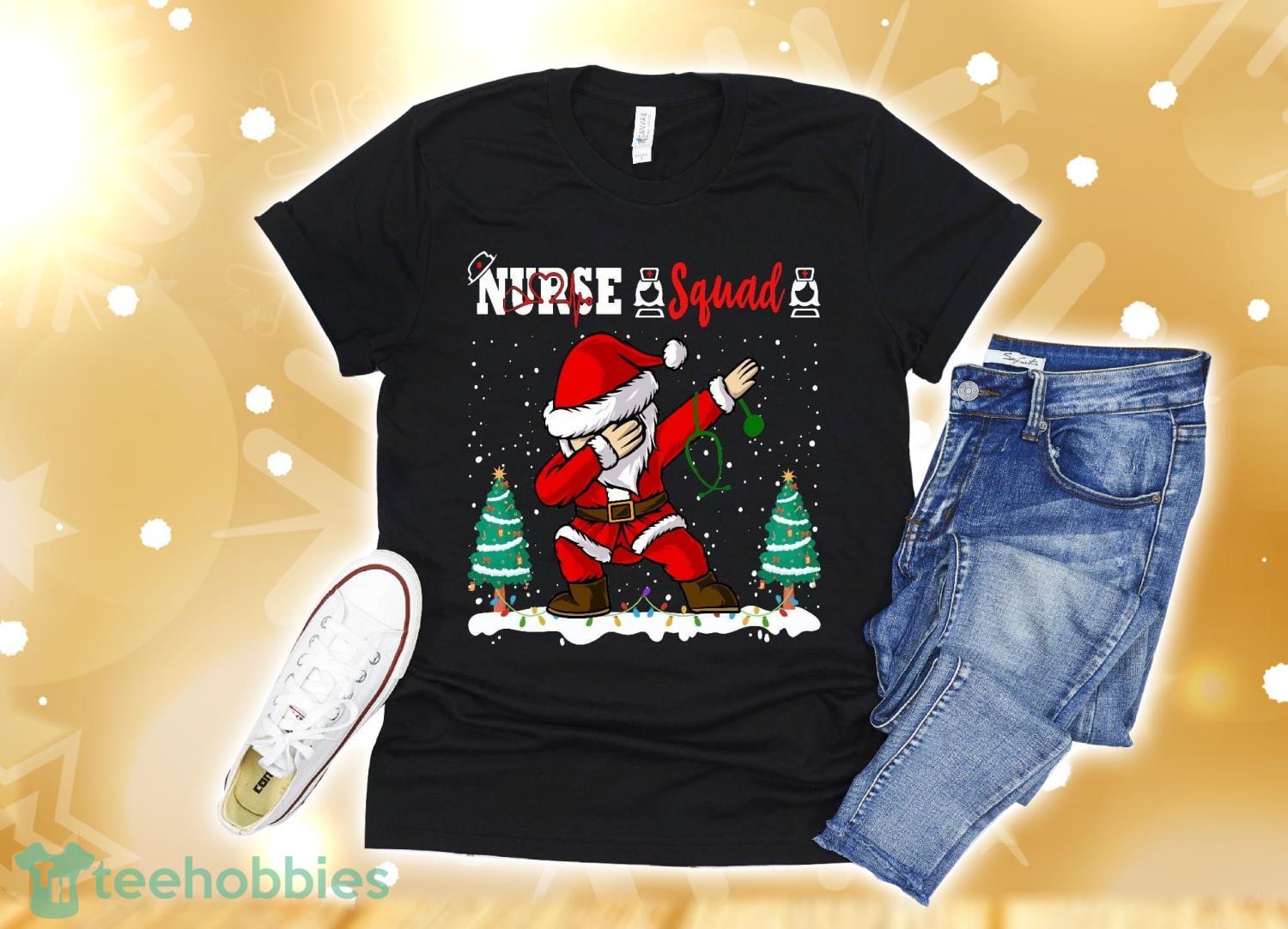 Christmas Scrub Dabbing Santa Scrubs Nurse Squad T-Shirt Christmas Gift Product Photo 1