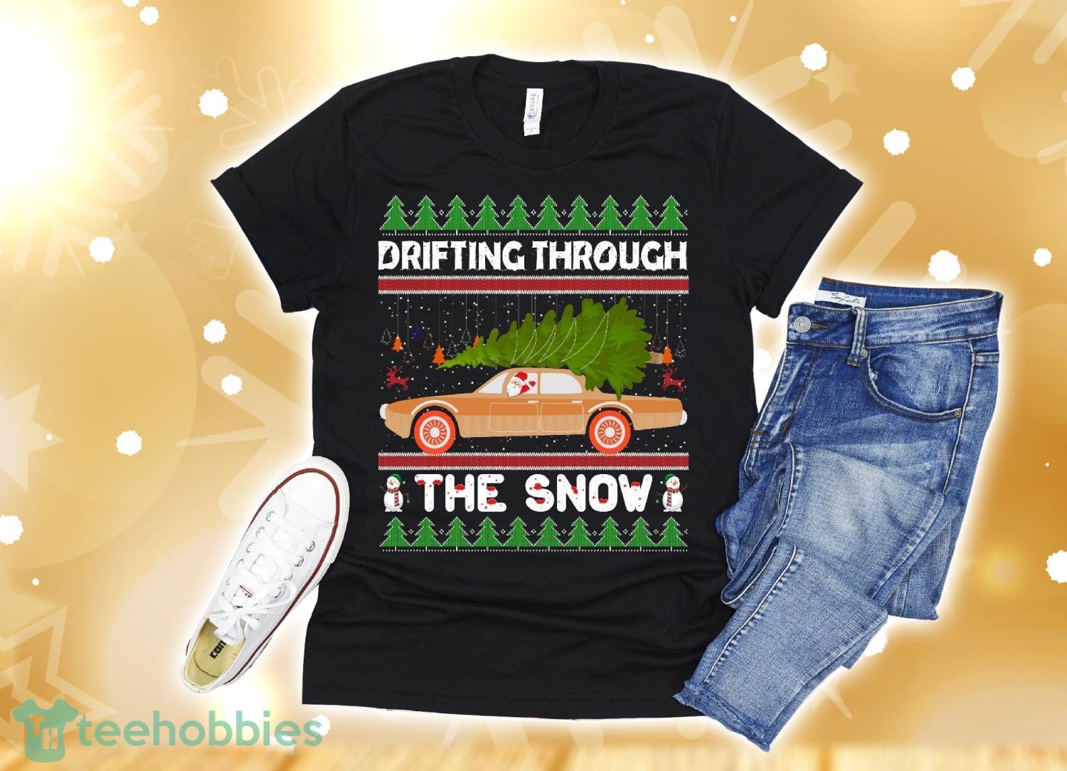 Christmas Tree On Tuning Car Xmas Ugly Sweater Pullover Look T-Shirt Christmas Gift Product Photo 1