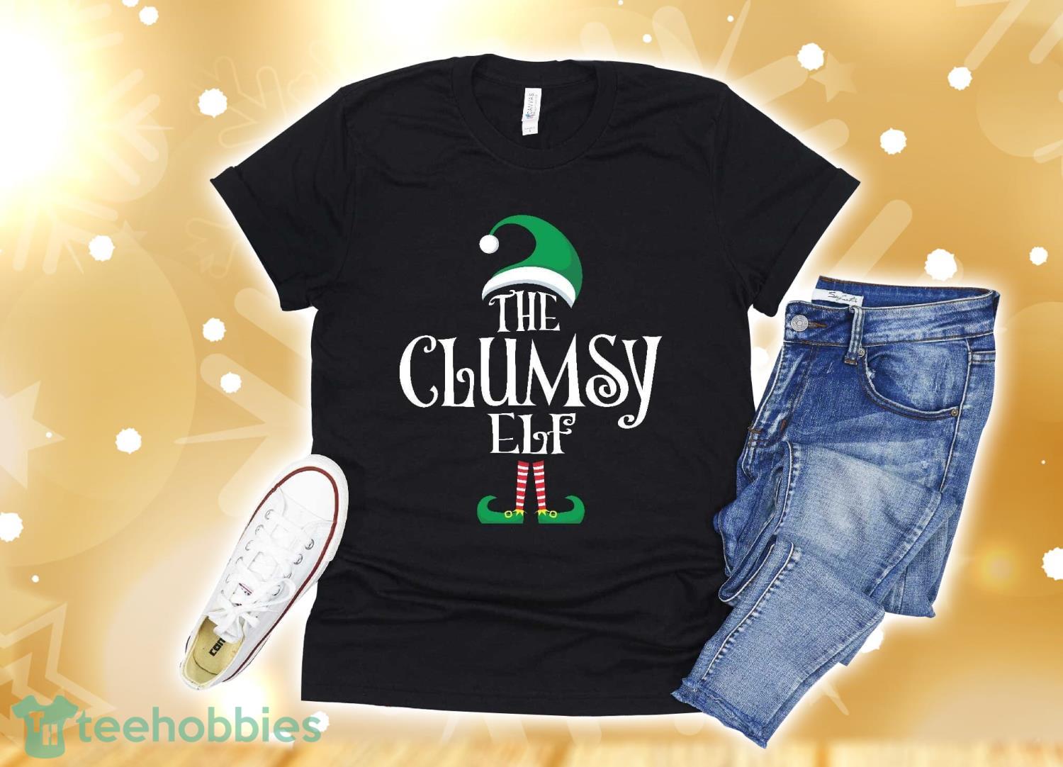 Clumsy Elf Matching Family Group Christmas Party Pajama T-Shirt Christmas Gift Product Photo 1