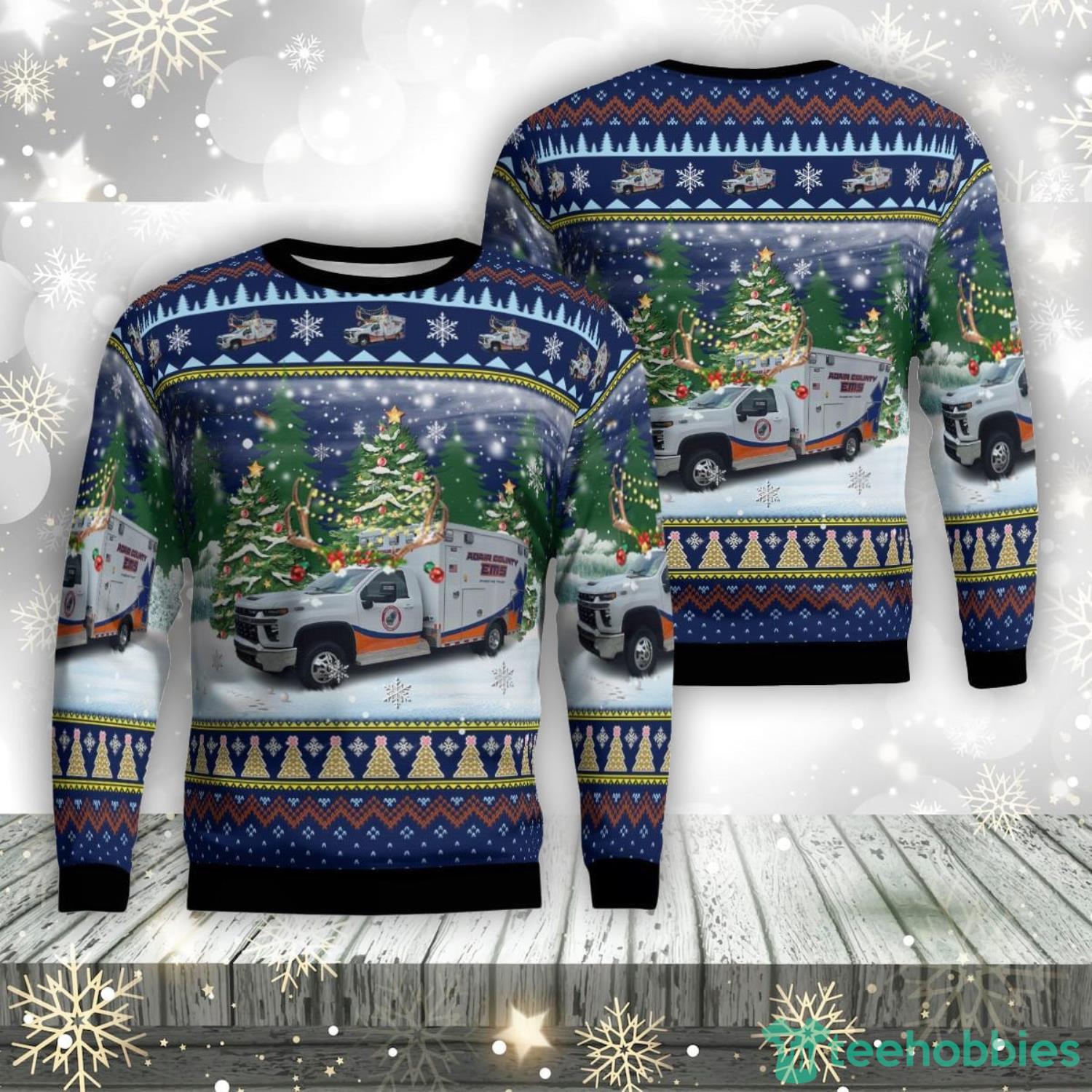 Columbia Kentucky Adair County Ambulance Service Christmas Ugly Christmas Sweater Unique Christmas Gift Product Photo 1