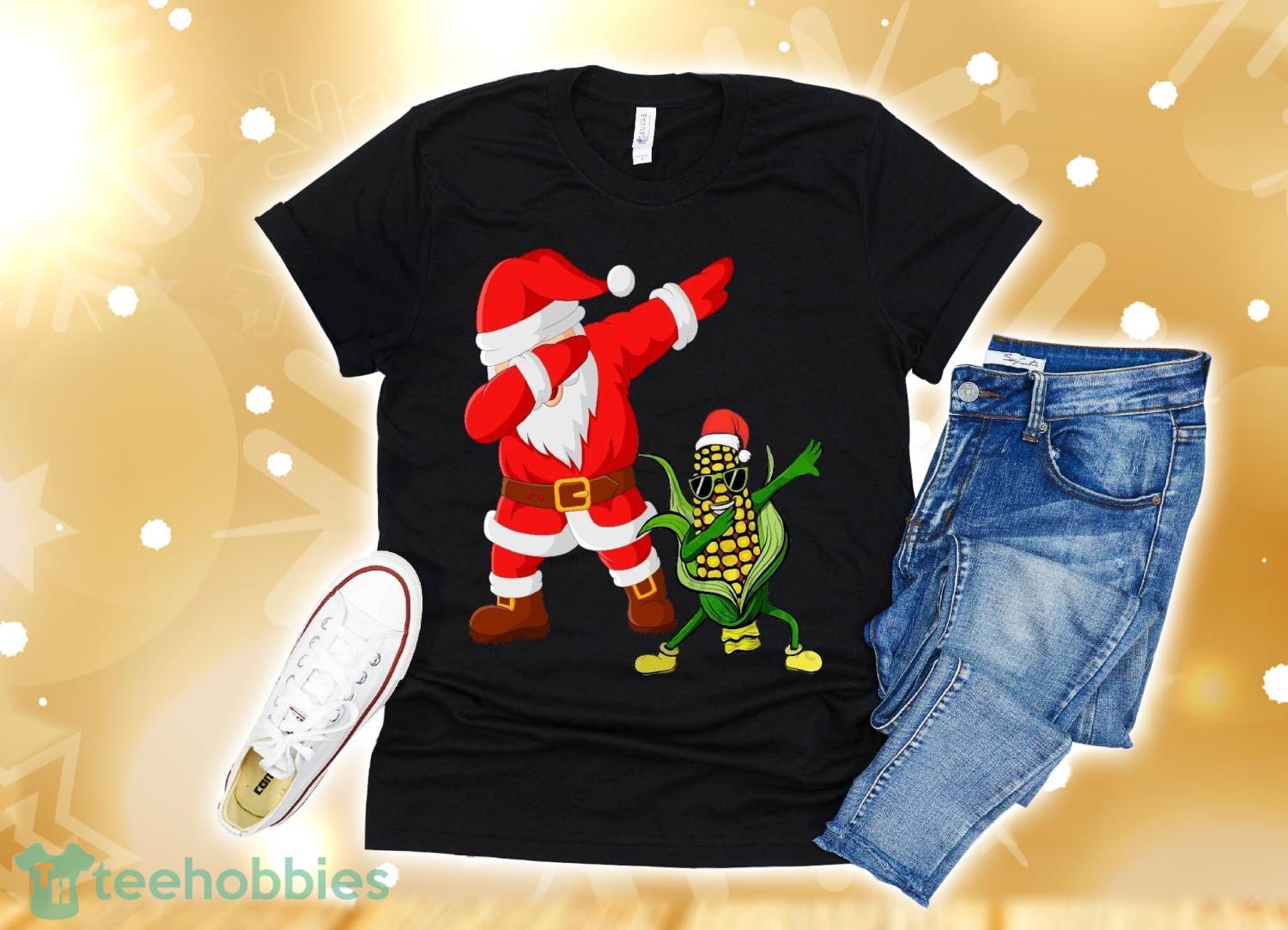 Corn Dabbing With Christmas Santa T-Shirt Christmas Gift Product Photo 1