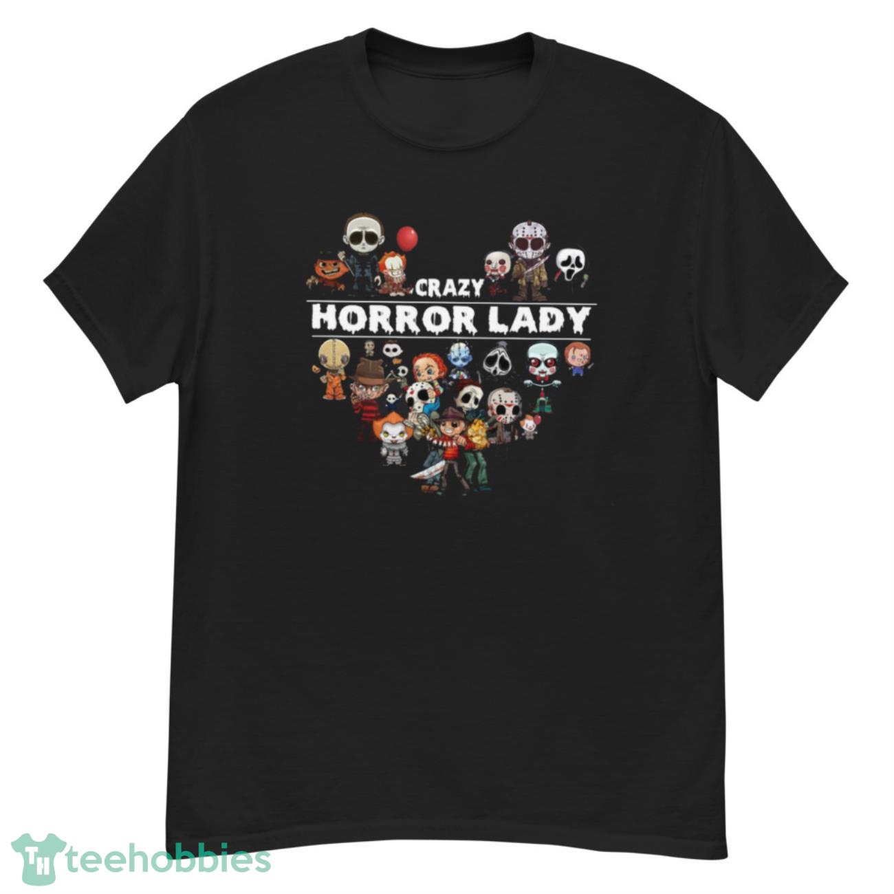 Crazy Horror Lady T-Shirt, Funny Halloween Horror Movies Character Shirt - G500 Men’s Classic T-Shirt