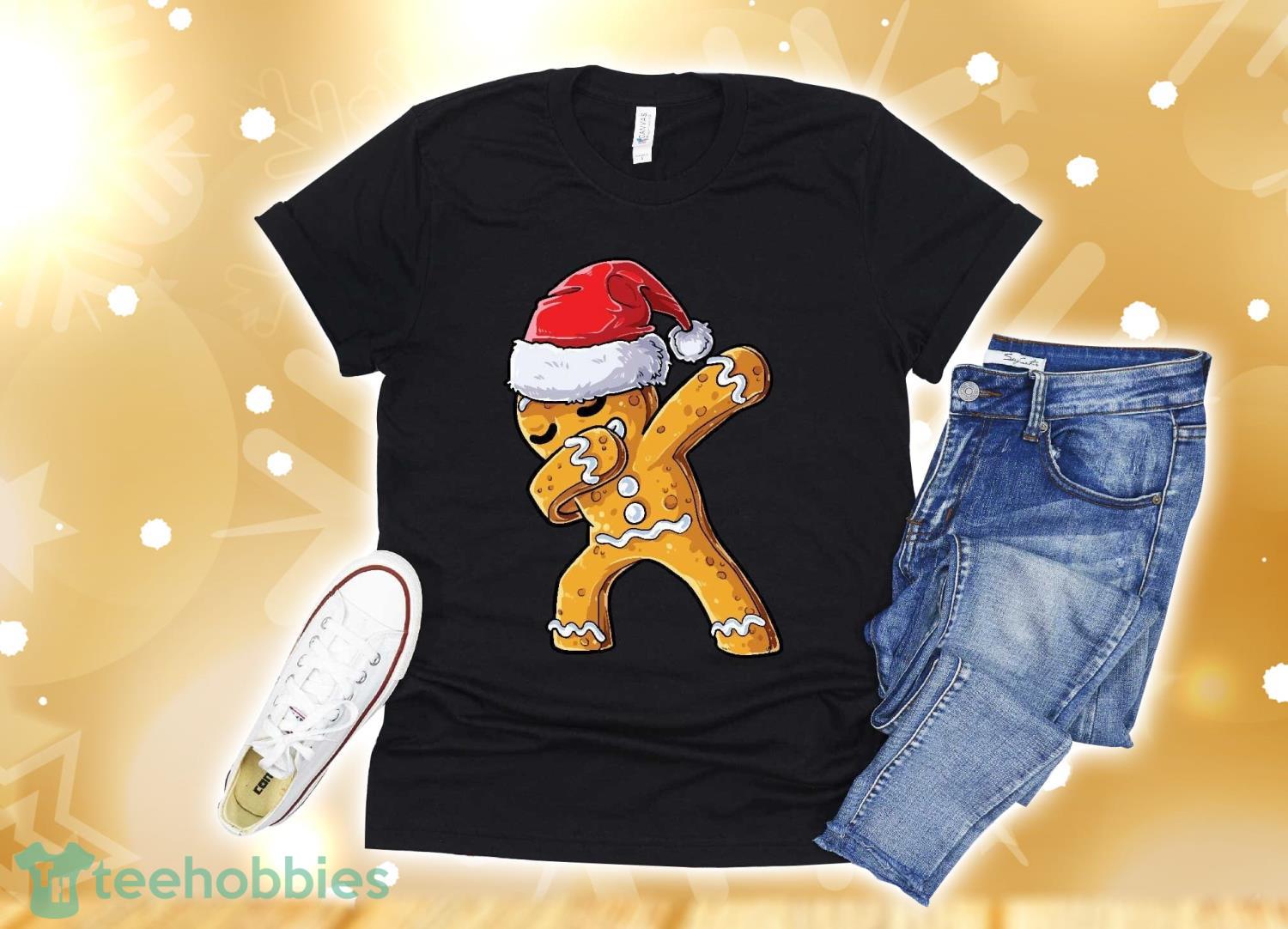 Dabbing Gingerbread Santa Christmas Kids Boys Xmas Cookie T-Shirt Christmas Gift Product Photo 1