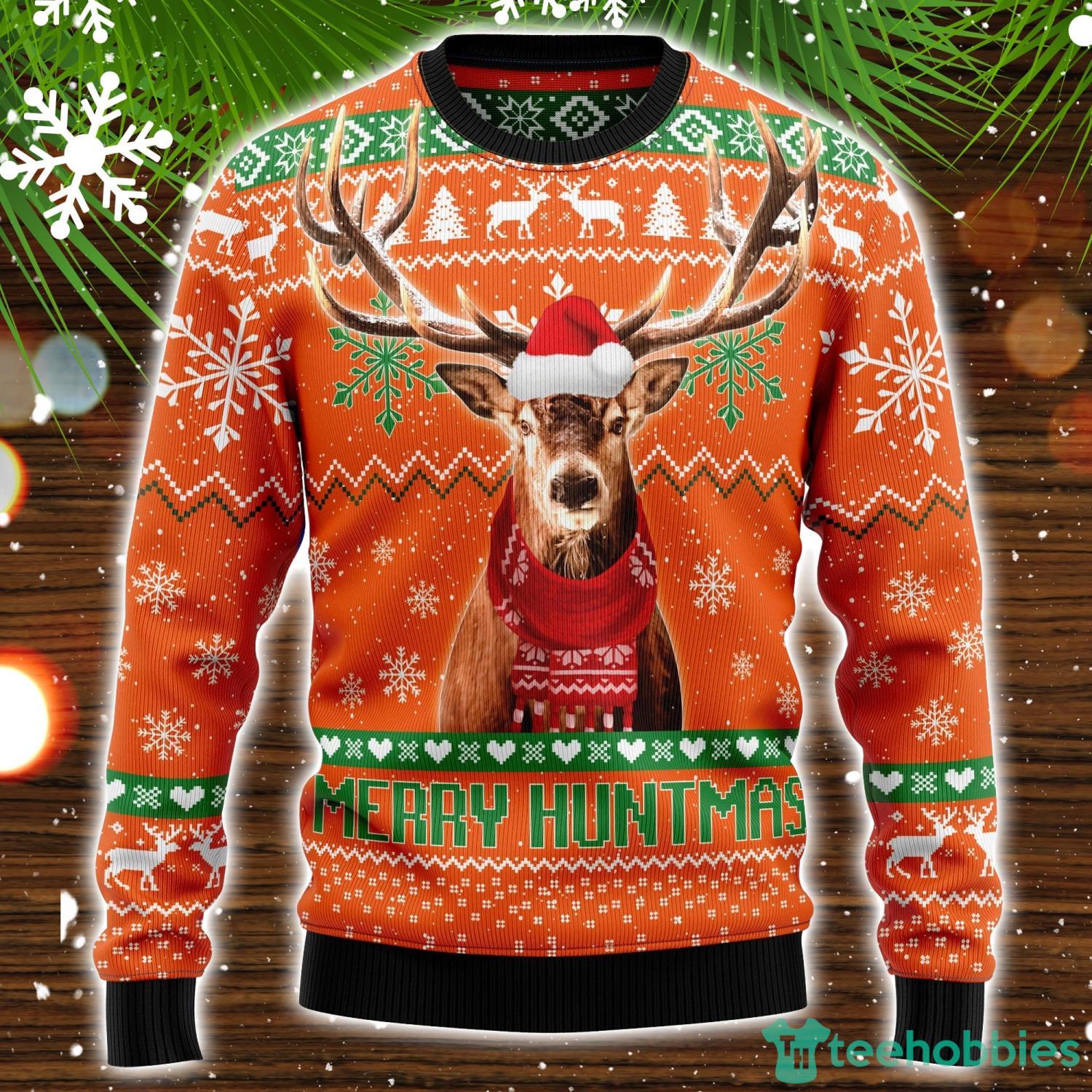 Deer Merry Huntmas Ugly Christmas Sweater Christmas Holiday Gift Product Photo 1