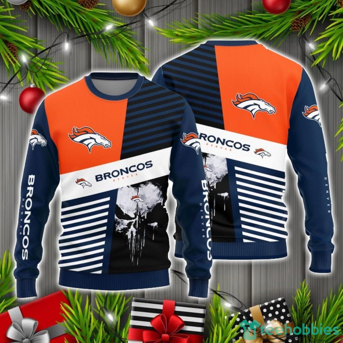 Denver Broncos Skull Pattern Limited Edition Knitted Sweater For Fans Product Photo 1