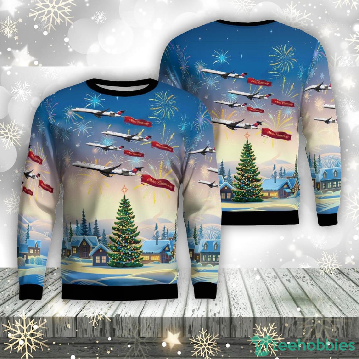 Dlmp3009bc09 Endeavor Air Bombardier Crj-900lr Aop Ugly Sweater Family Gift Product Photo 1