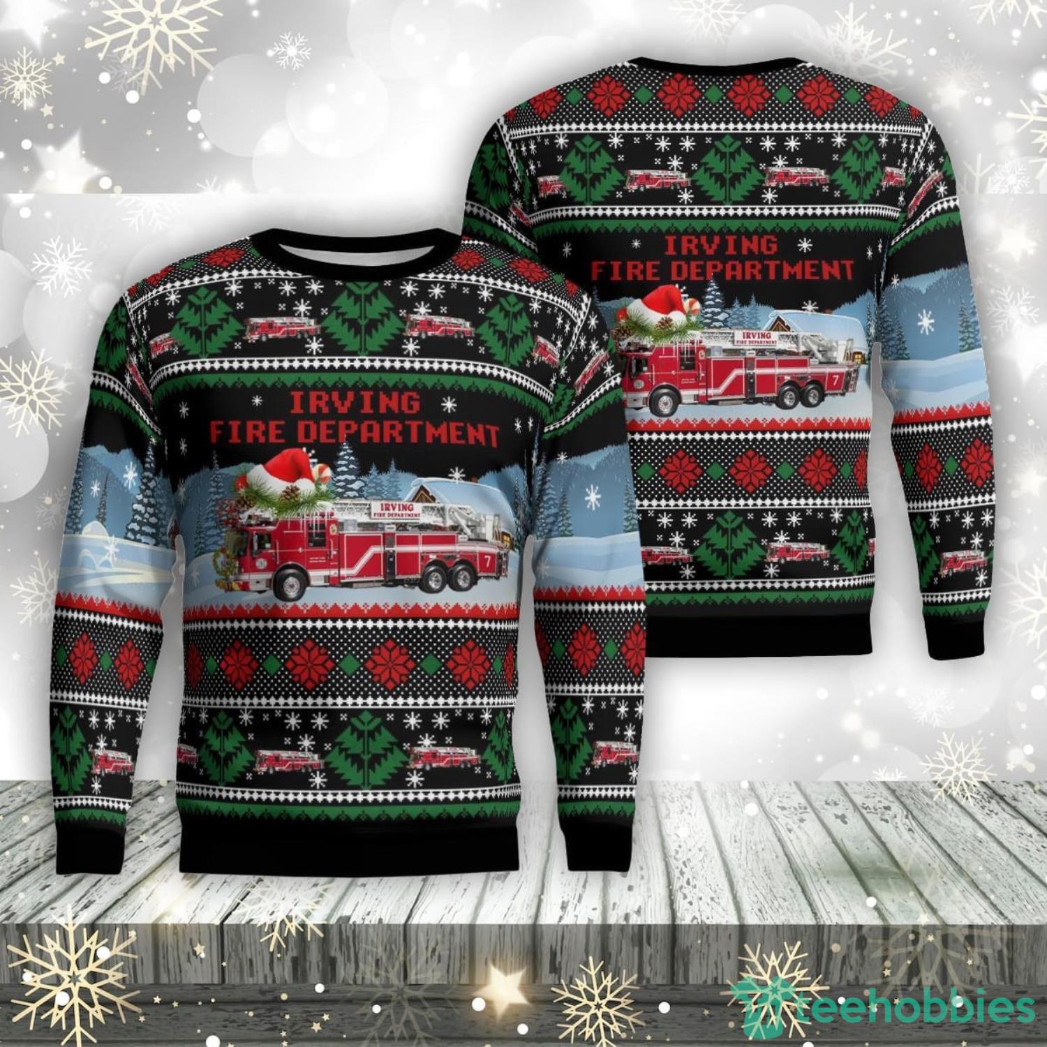 Dlsi2909bc08 Texas, Irving Fire Department Aop Ugly Sweater Family Gift Product Photo 1