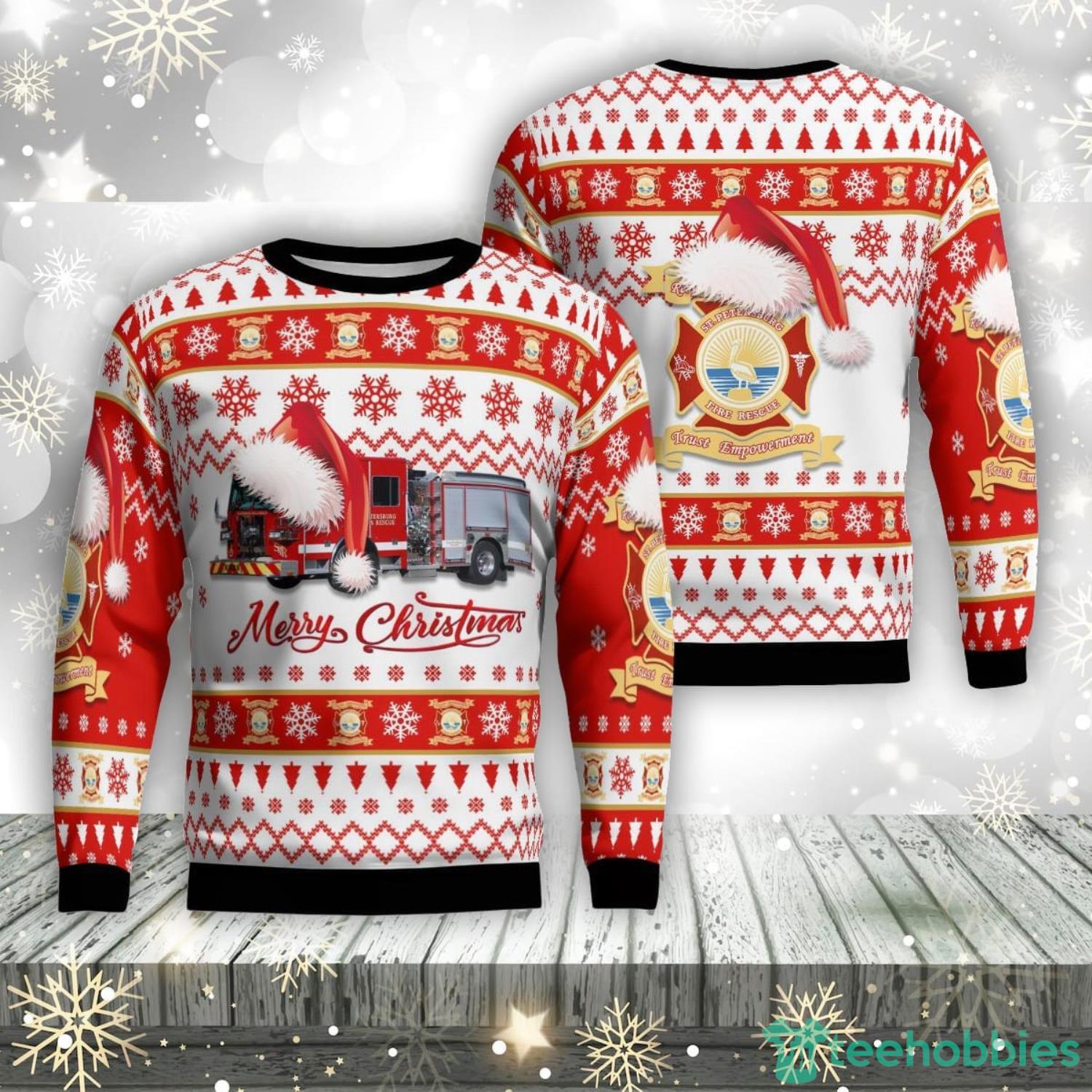 Dltt1111bc01 St. Petersburg, Pinellas County, Florida, St. Petersburg Fire Department Aop Ugly Sweater Family Gift Product Photo 1