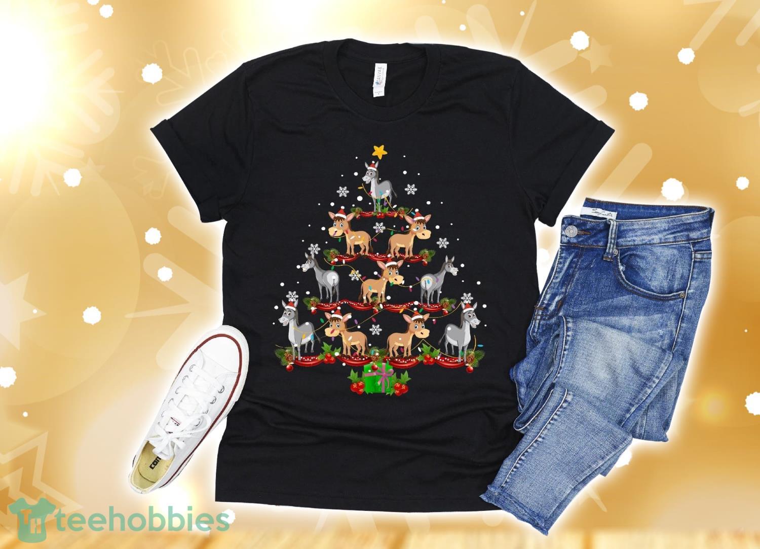 Donkey Animal Christmas Tree Shirt Donkey Funny Christmas T-Shirt Christmas Gift Product Photo 1