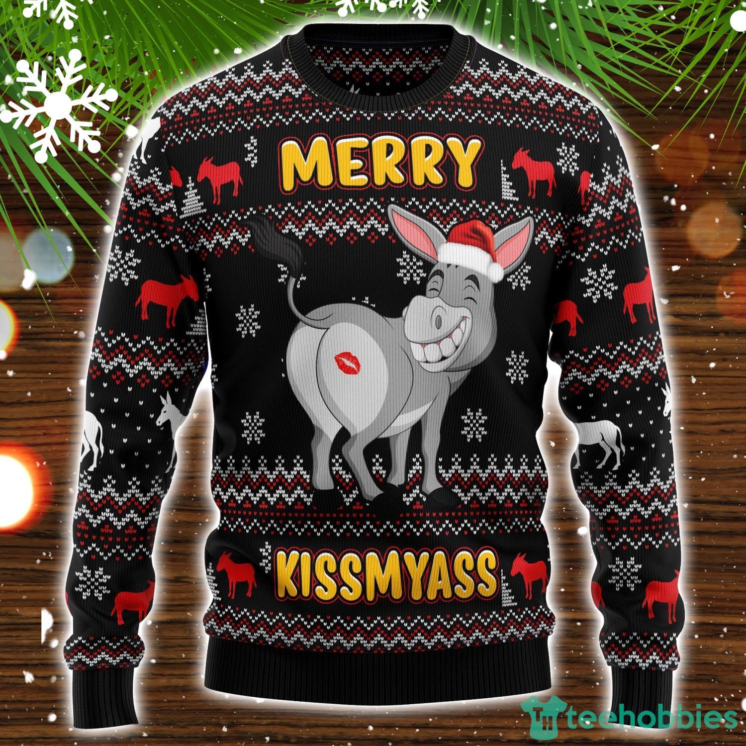 Donkeys Merry Kissmyass Ugly Christmas Sweater Christmas Holiday Gift Product Photo 1