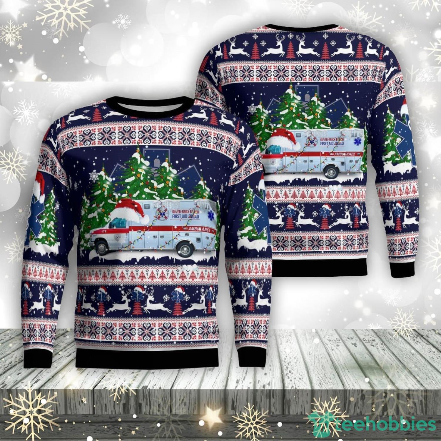 Dover-Brick Beach First Aid Squad, Dover Beaches North, New Jersey Christmas Aop Ugly Sweater Family Gift Product Photo 1