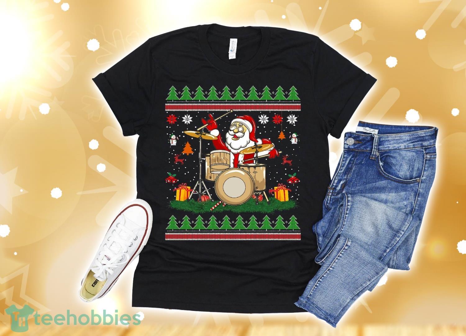 Drammer Musical Instrument Ugly Christmas Drums T-Shirt Christmas Gift Product Photo 1