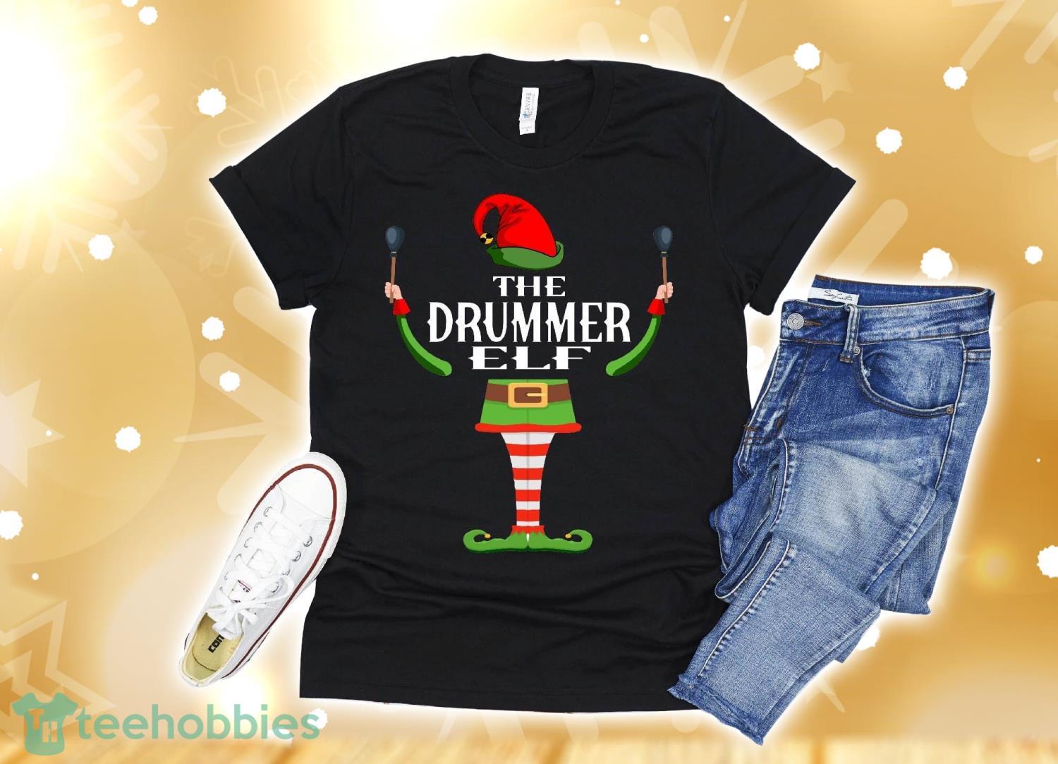 Drummer Elf Matching Family Gro Up Christmasparty Pajama T Shirt Product Photo 1