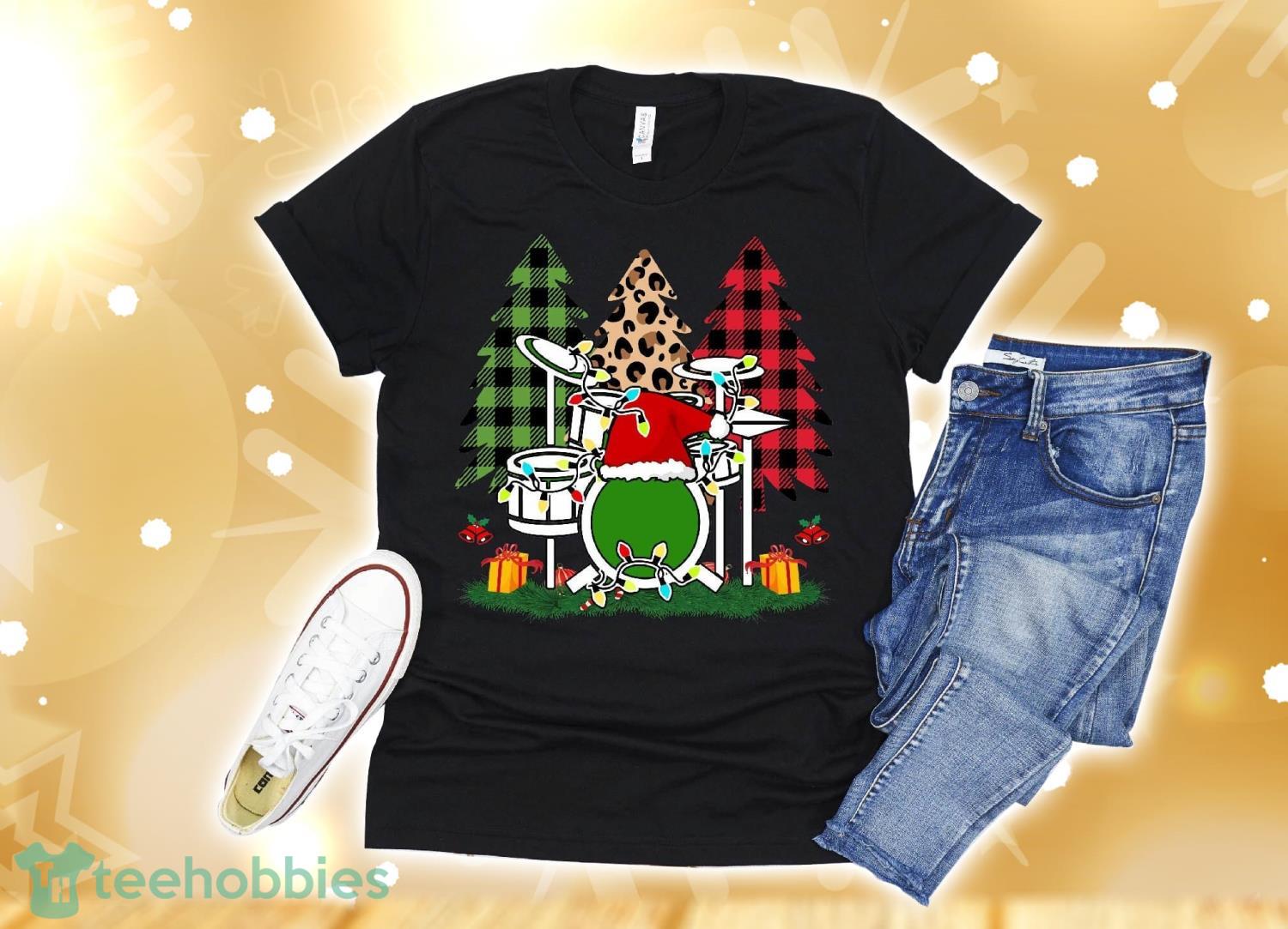 Drumming Santa Hat Drums Funny Drummer Christmas T-Shirt Christmas Gift Product Photo 1