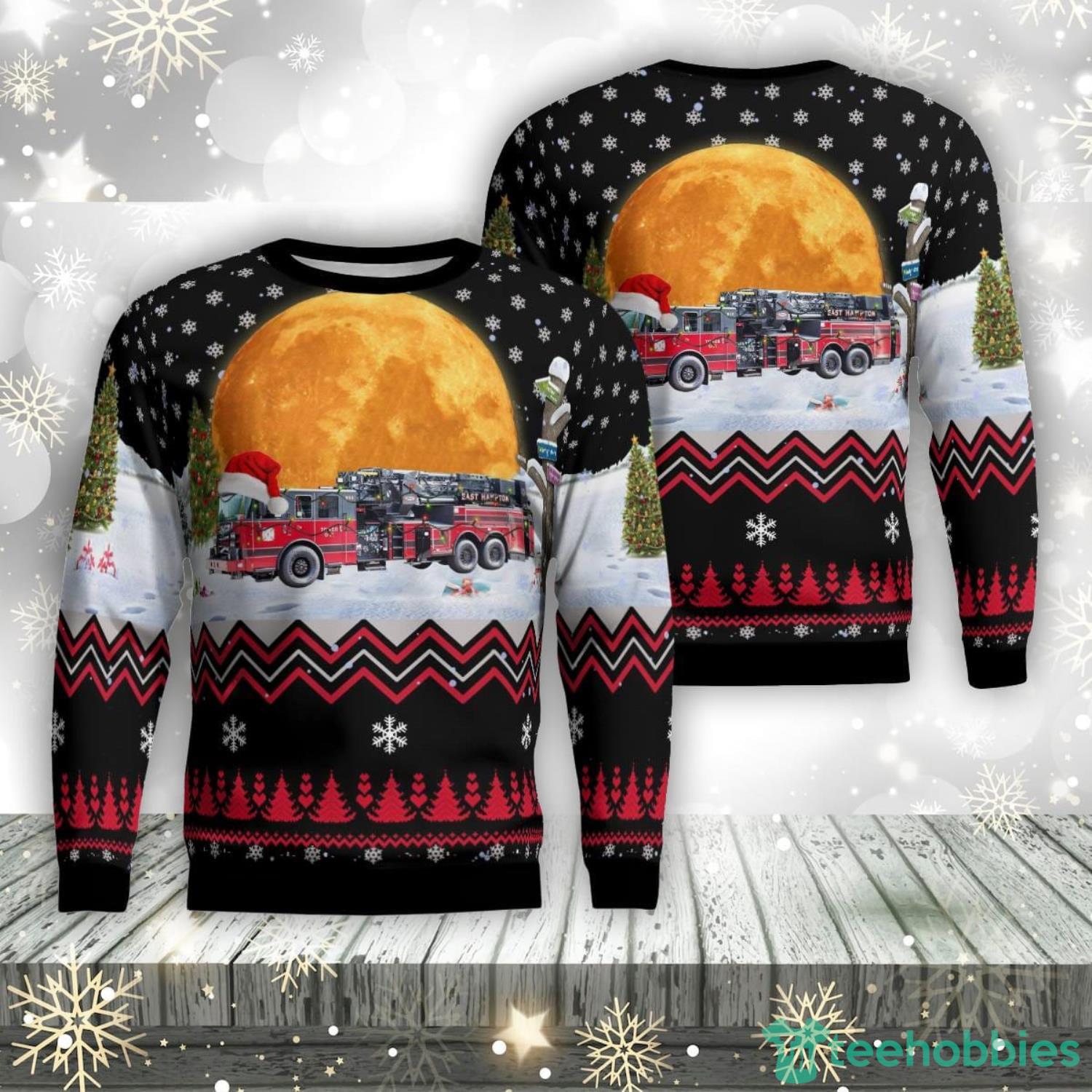 East Hampton, New York, East Hampton Fire Department Christmas Aop Ugly Sweater Family Gift Product Photo 1