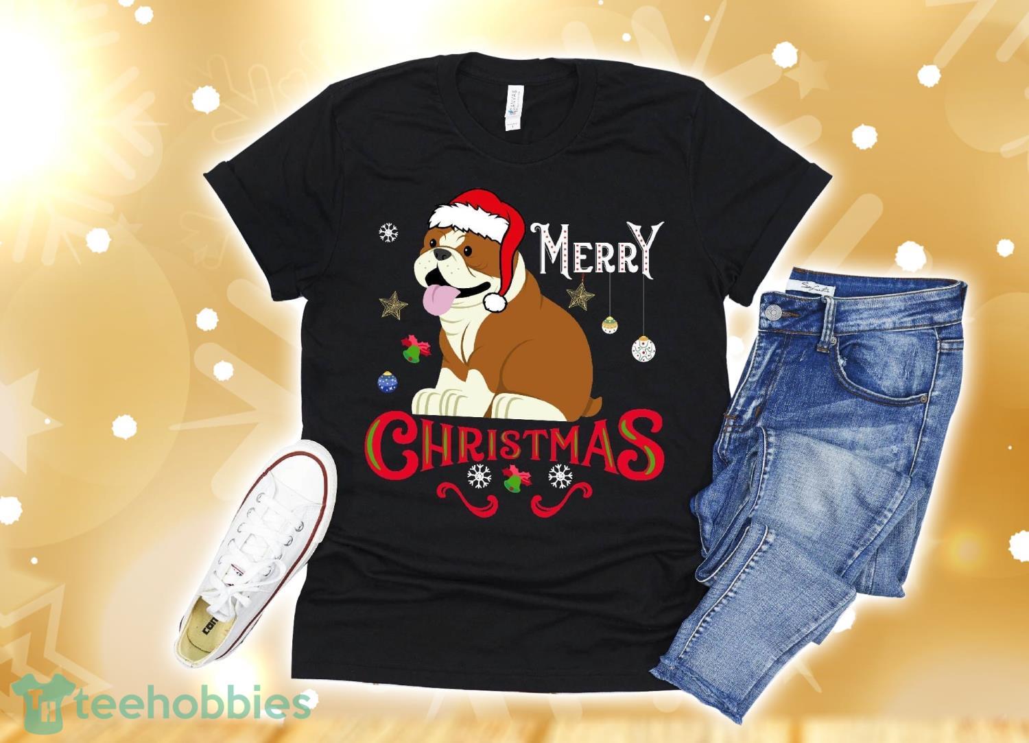 English Bulldog Puppy Christmas Shirt Decorations T-Shirt Christmas Gift Product Photo 1