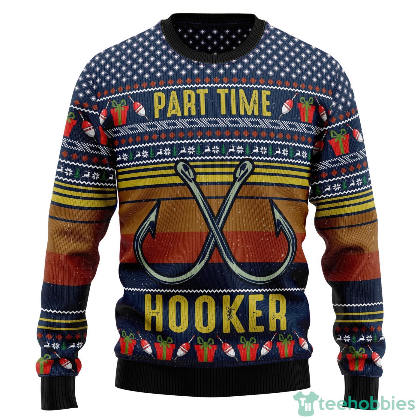 Fishing Hockey Part Time All Over printed Ugly Christmas Sweater Product Photo 1