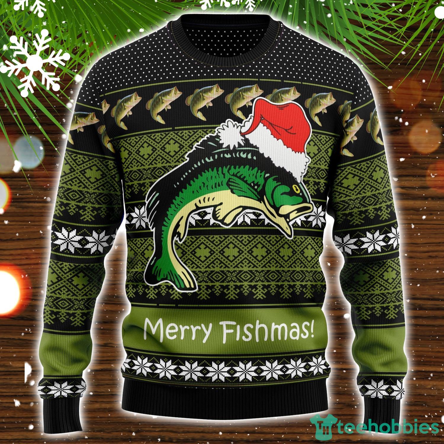 Fishing Merry Fishmas Ugly Christmas Sweater Christmas Holiday Gift Product Photo 1